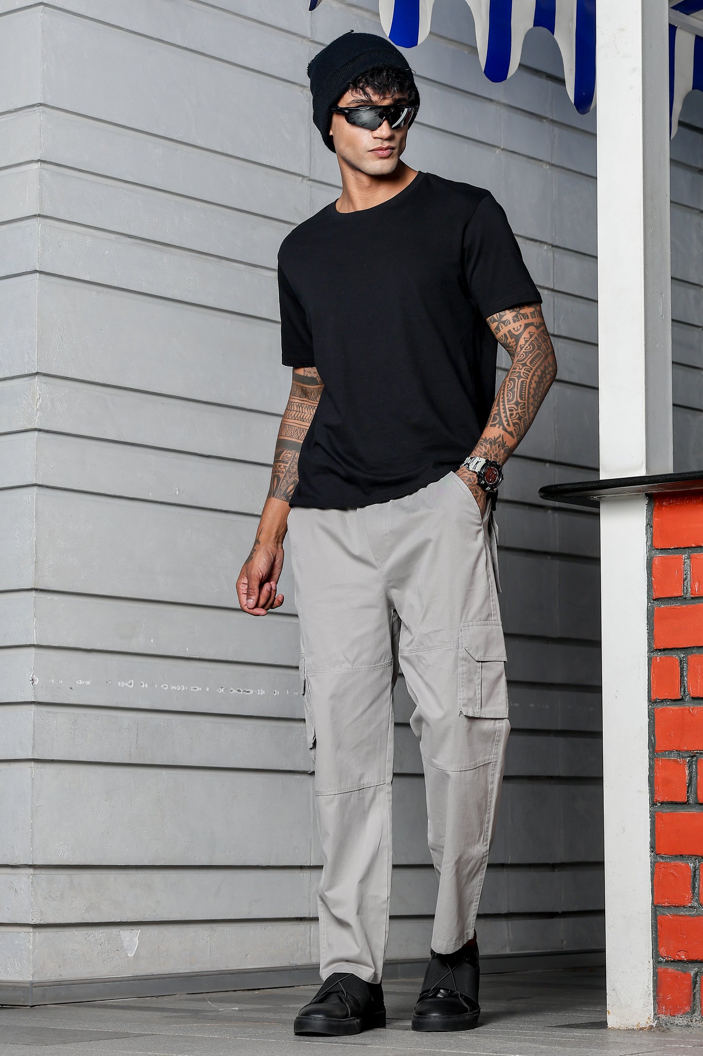 Light Grey Solid Cargo Pants Fabric – Comfortable and Durable for Everyday Wear