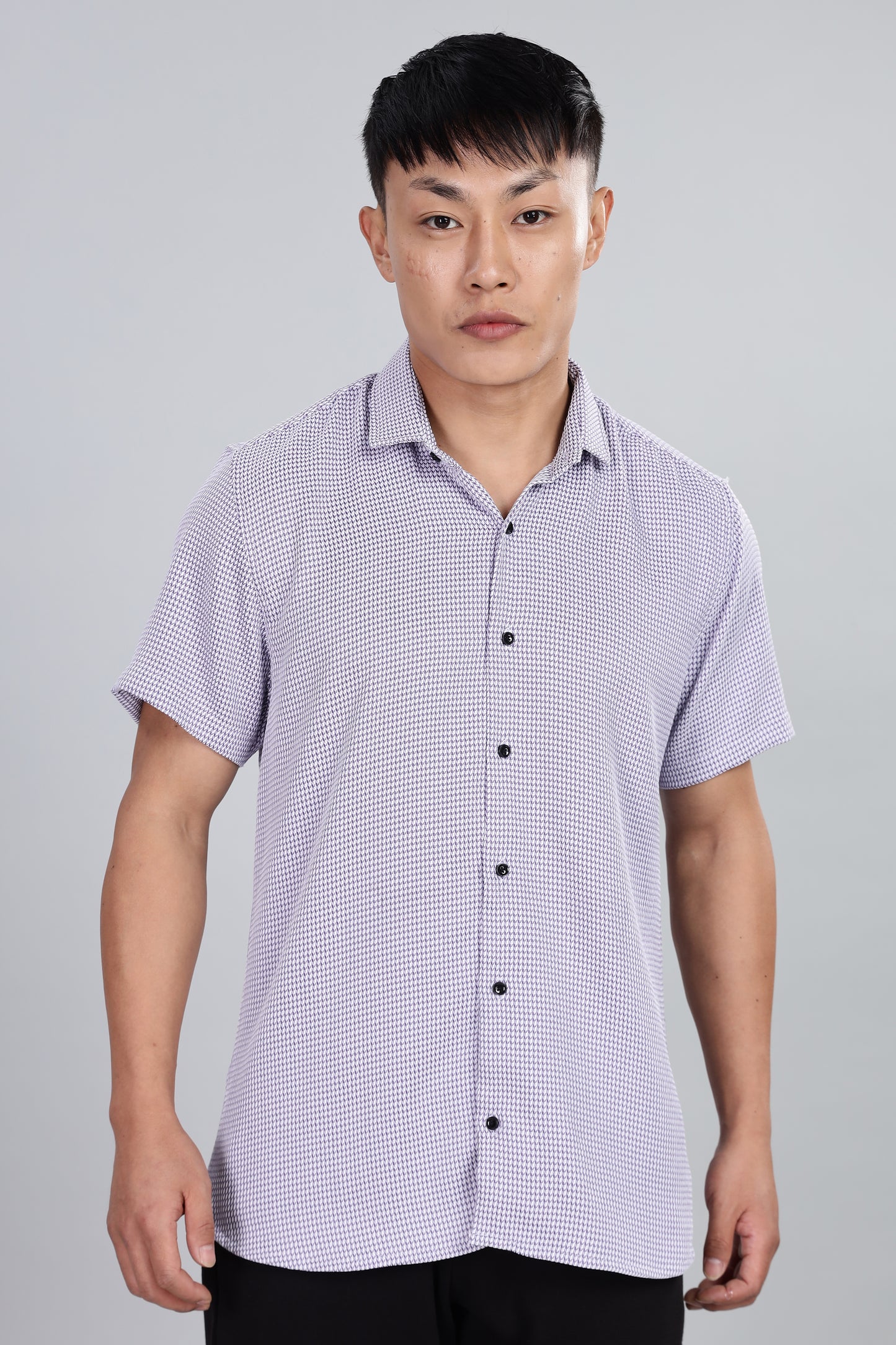 Men’s Short Sleeve Casual Shirt(Purple) – Premium Cotton Blend | Lightweight & Breathable