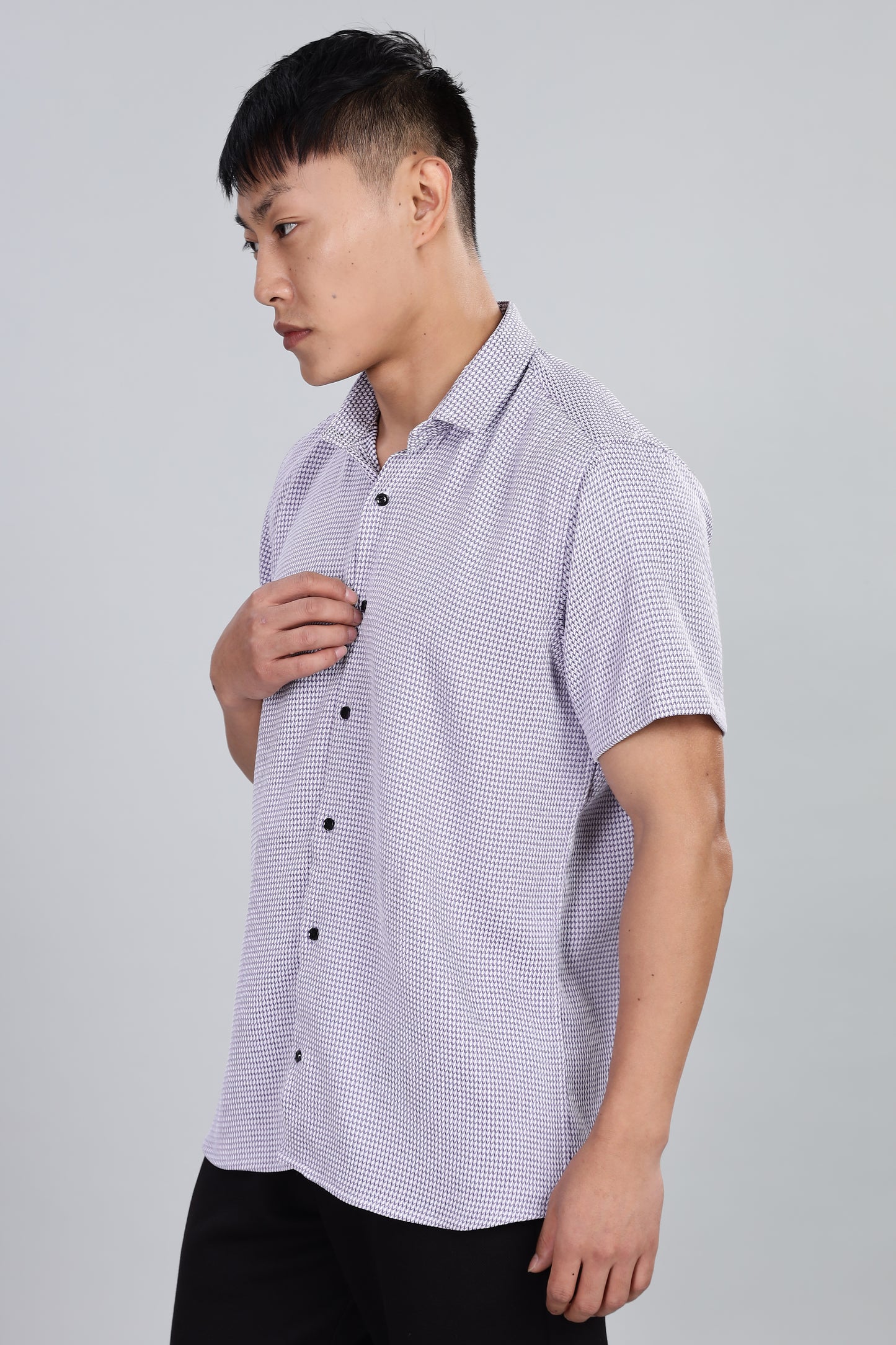 Men’s Short Sleeve Casual Shirt(Purple) – Premium Cotton Blend | Lightweight & Breathable