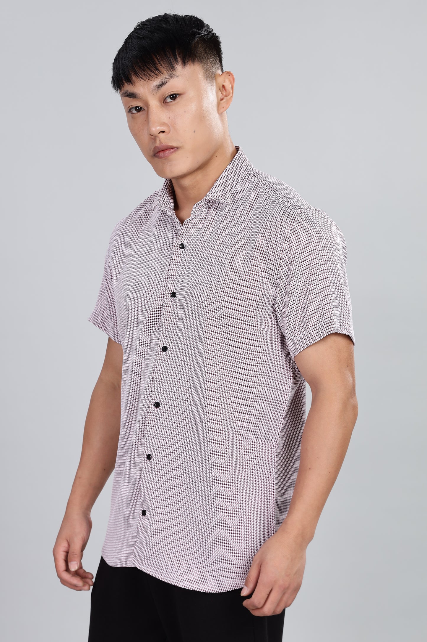 Men’s Short Sleeve Casual Shirt(Marron) – Premium Cotton Blend | Lightweight & Breathable