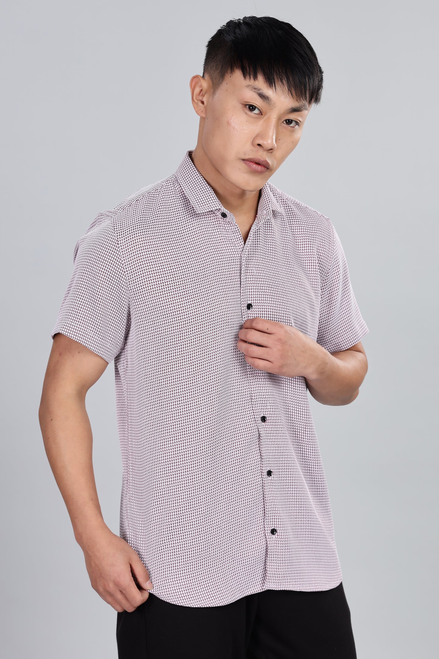 Men’s Short Sleeve Casual Shirt(Marron) – Premium Cotton Blend | Lightweight & Breathable