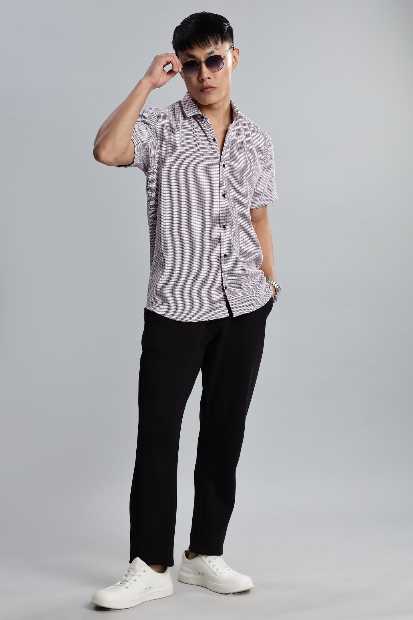 Men’s Short Sleeve Casual Shirt(Marron) – Premium Cotton Blend | Lightweight & Breathable