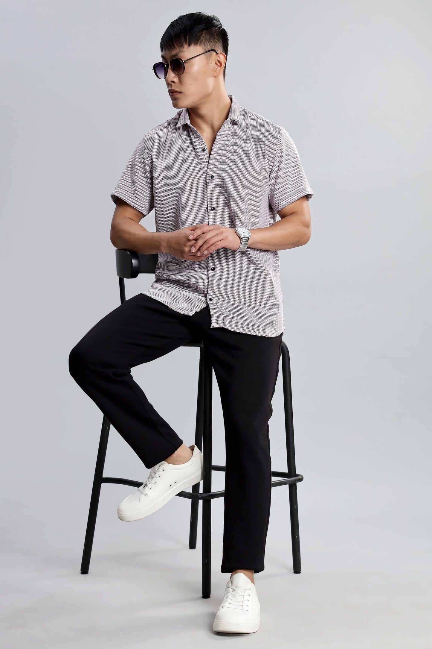 Men’s Short Sleeve Casual Shirt(Marron) – Premium Cotton Blend | Lightweight & Breathable