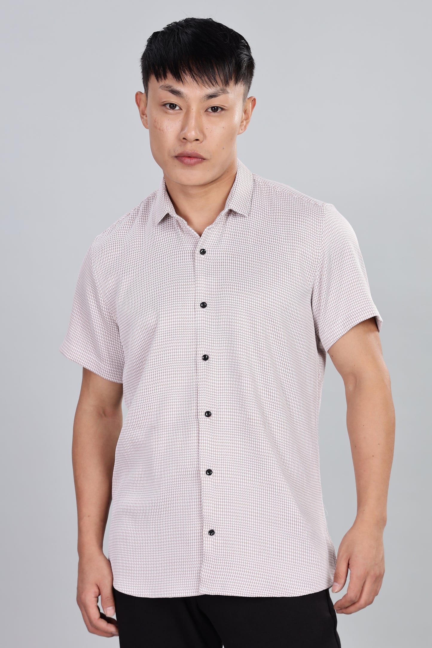Men’s Short Sleeve Casual Shirt(BEIGE) – Premium Cotton Blend | Lightweight & Breathable