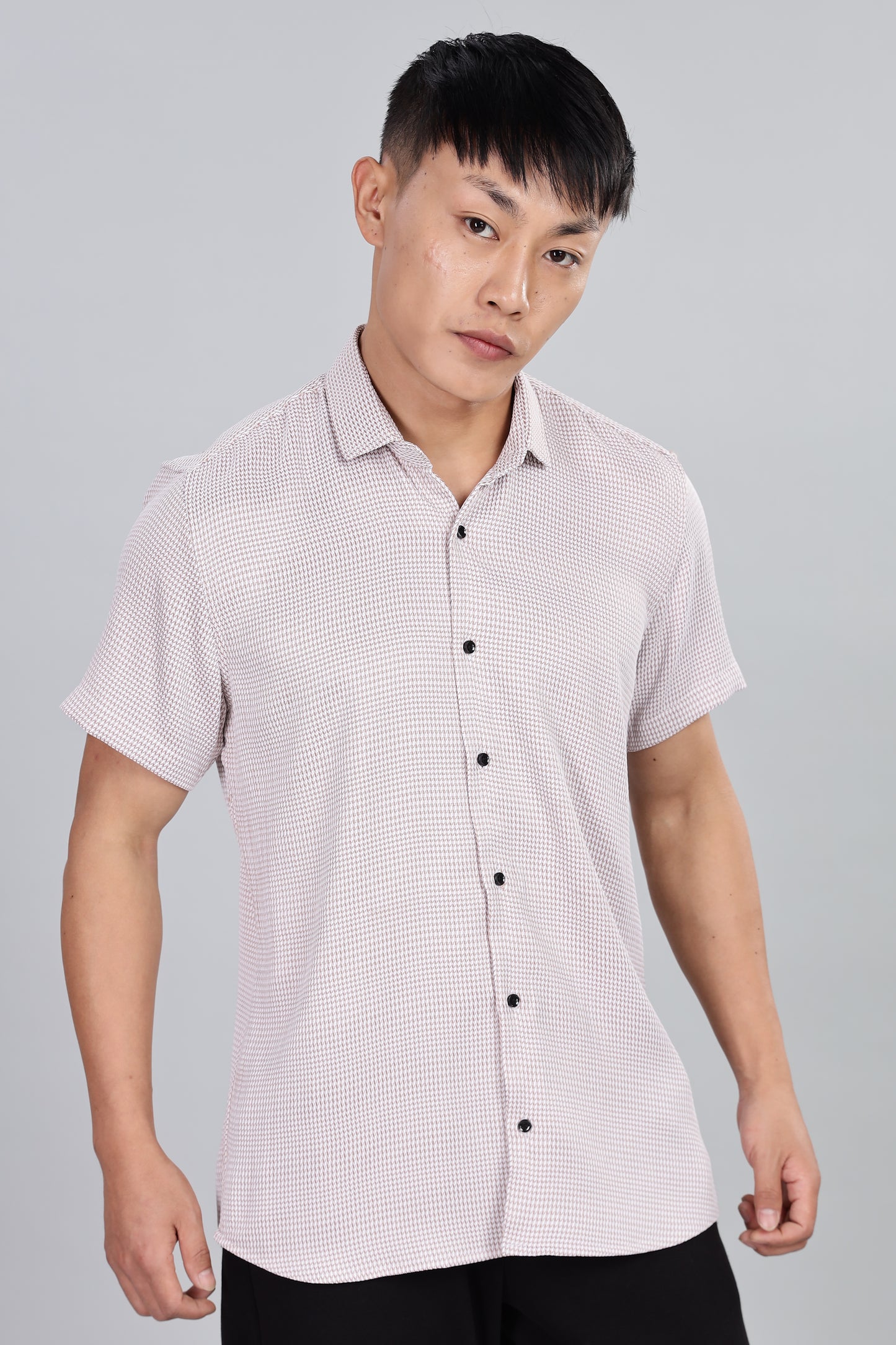 Men’s Short Sleeve Casual Shirt(BEIGE) – Premium Cotton Blend | Lightweight & Breathable