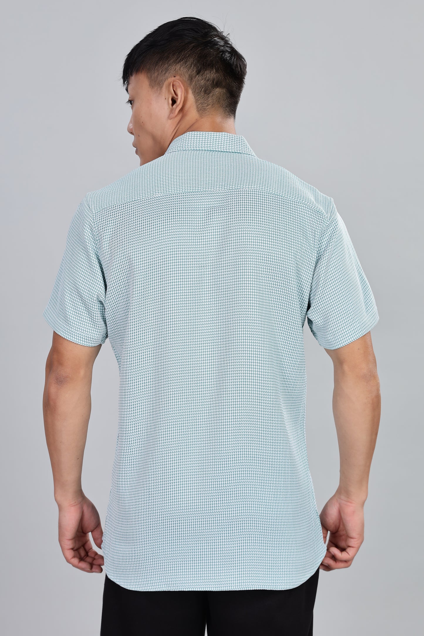 Men’s Short Sleeve Casual Shirt(AQUE) – Premium Cotton Blend | Lightweight & Breathable