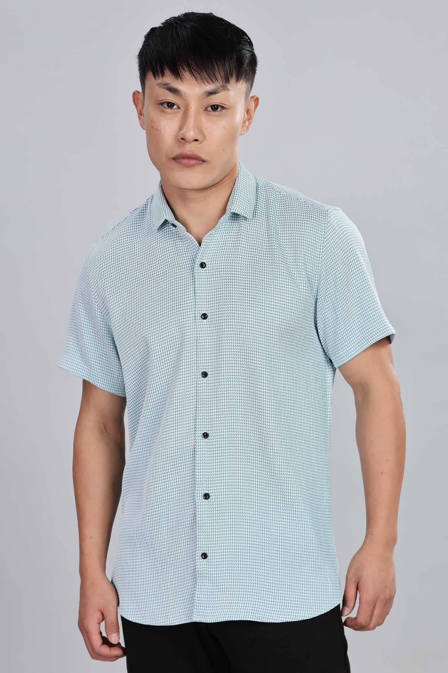 Men’s Short Sleeve Casual Shirt(AQUE) – Premium Cotton Blend | Lightweight & Breathable