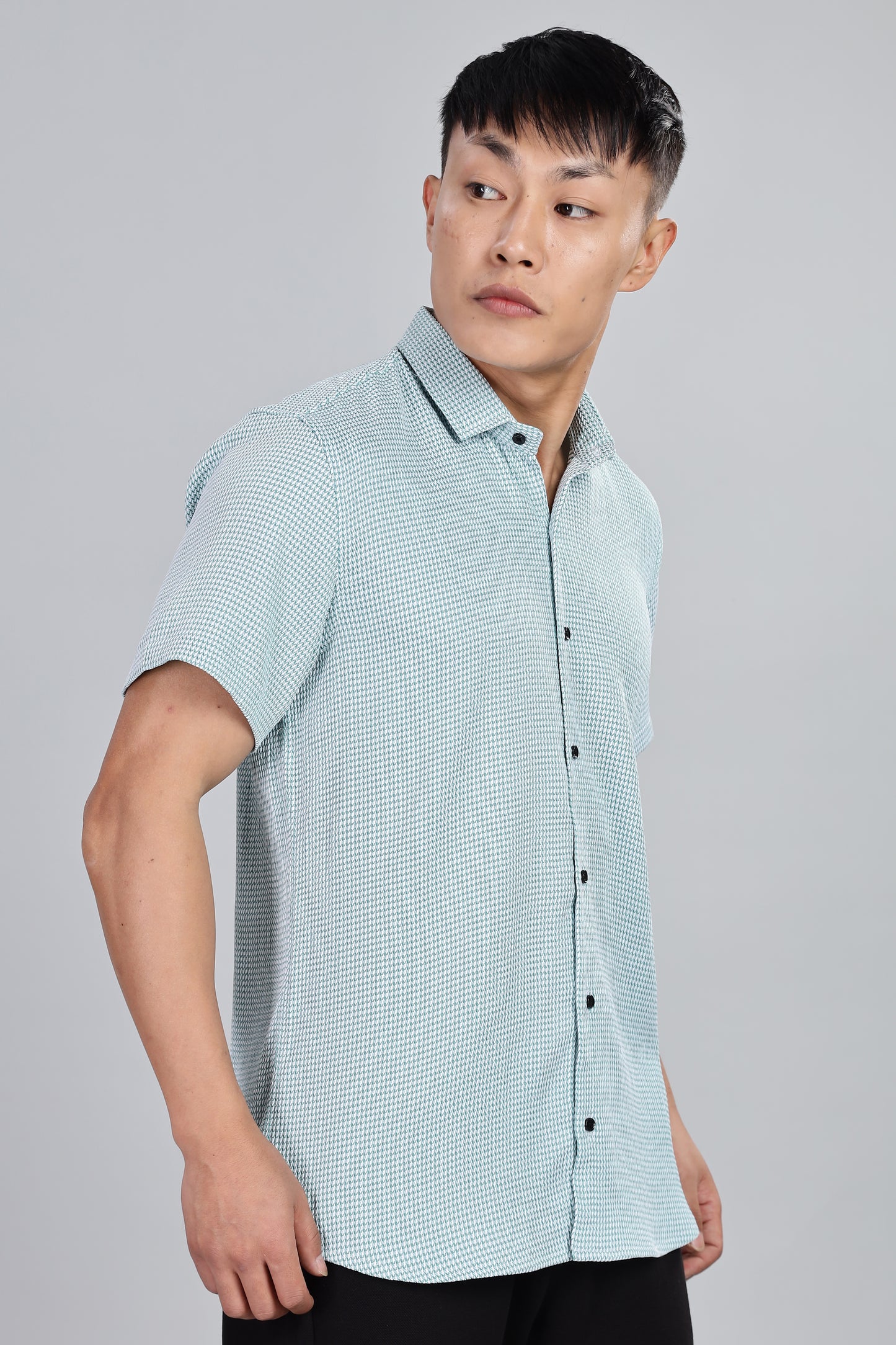 Men’s Short Sleeve Casual Shirt(AQUE) – Premium Cotton Blend | Lightweight & Breathable