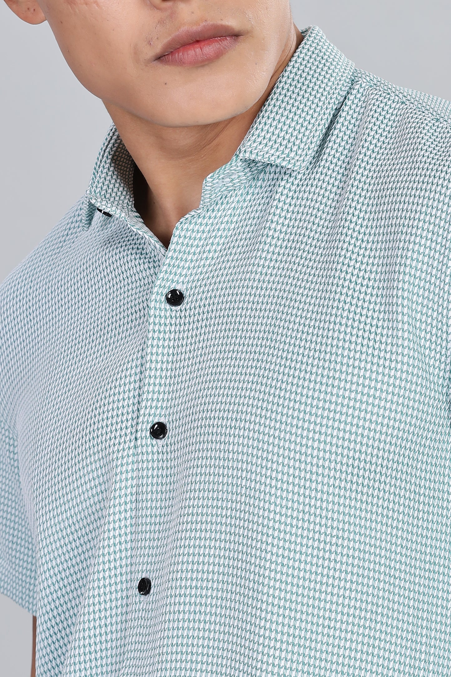 Men’s Short Sleeve Casual Shirt(AQUE) – Premium Cotton Blend | Lightweight & Breathable