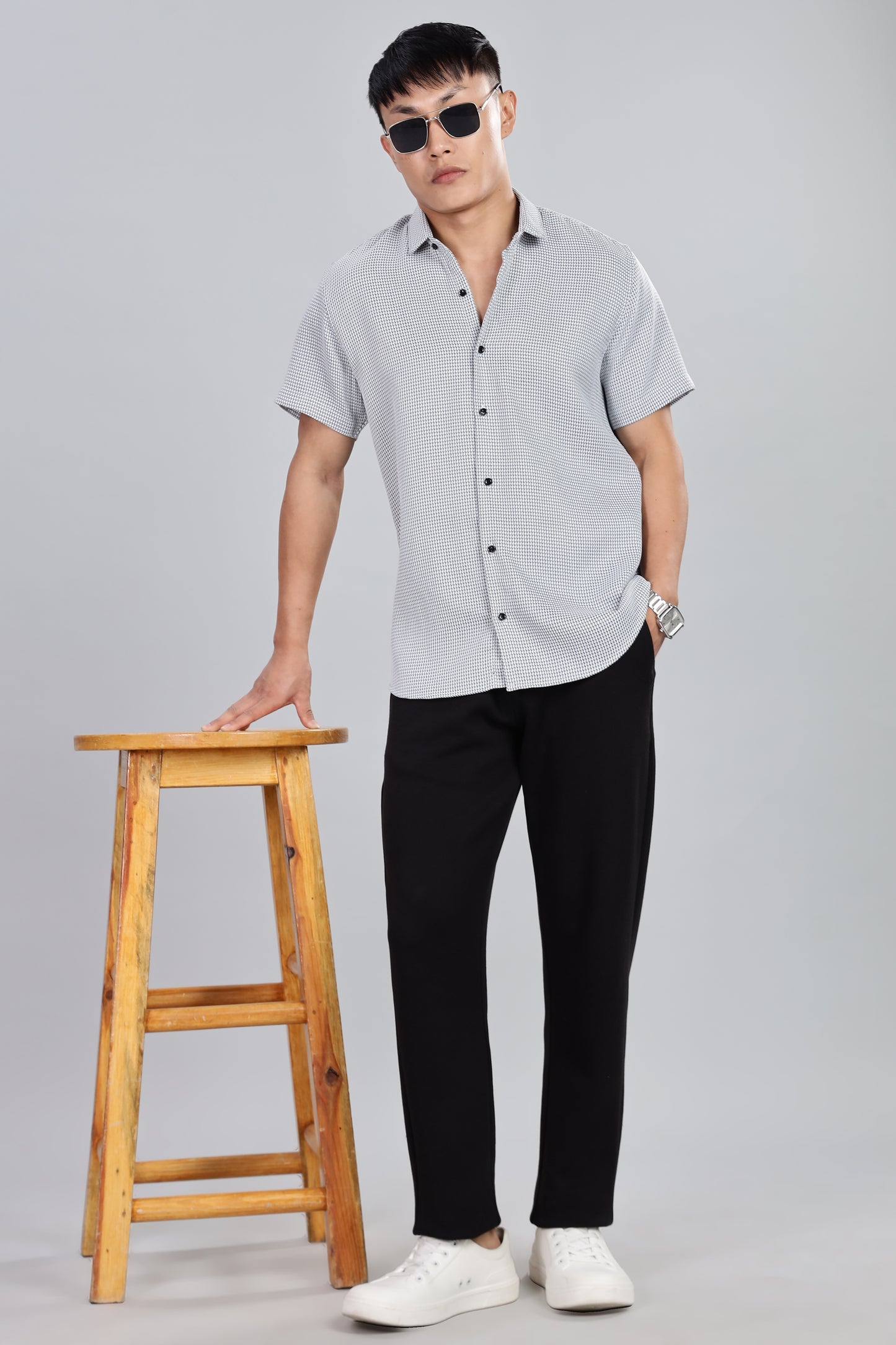 Men’s Short Sleeve Casual Shirt(BLACK) – Premium Cotton Blend | Lightweight & Breathable