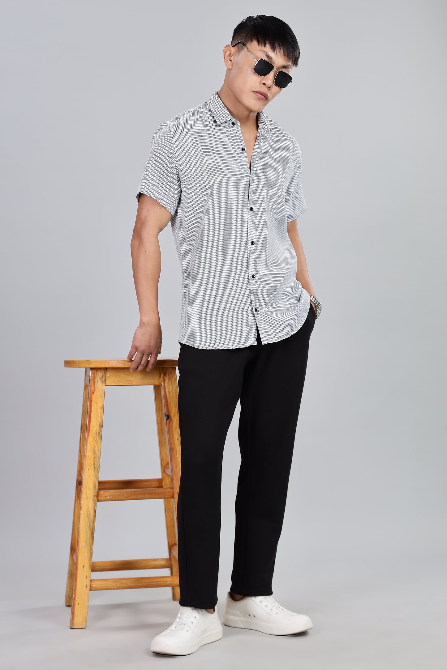 Men’s Short Sleeve Casual Shirt(BLACK) – Premium Cotton Blend | Lightweight & Breathable