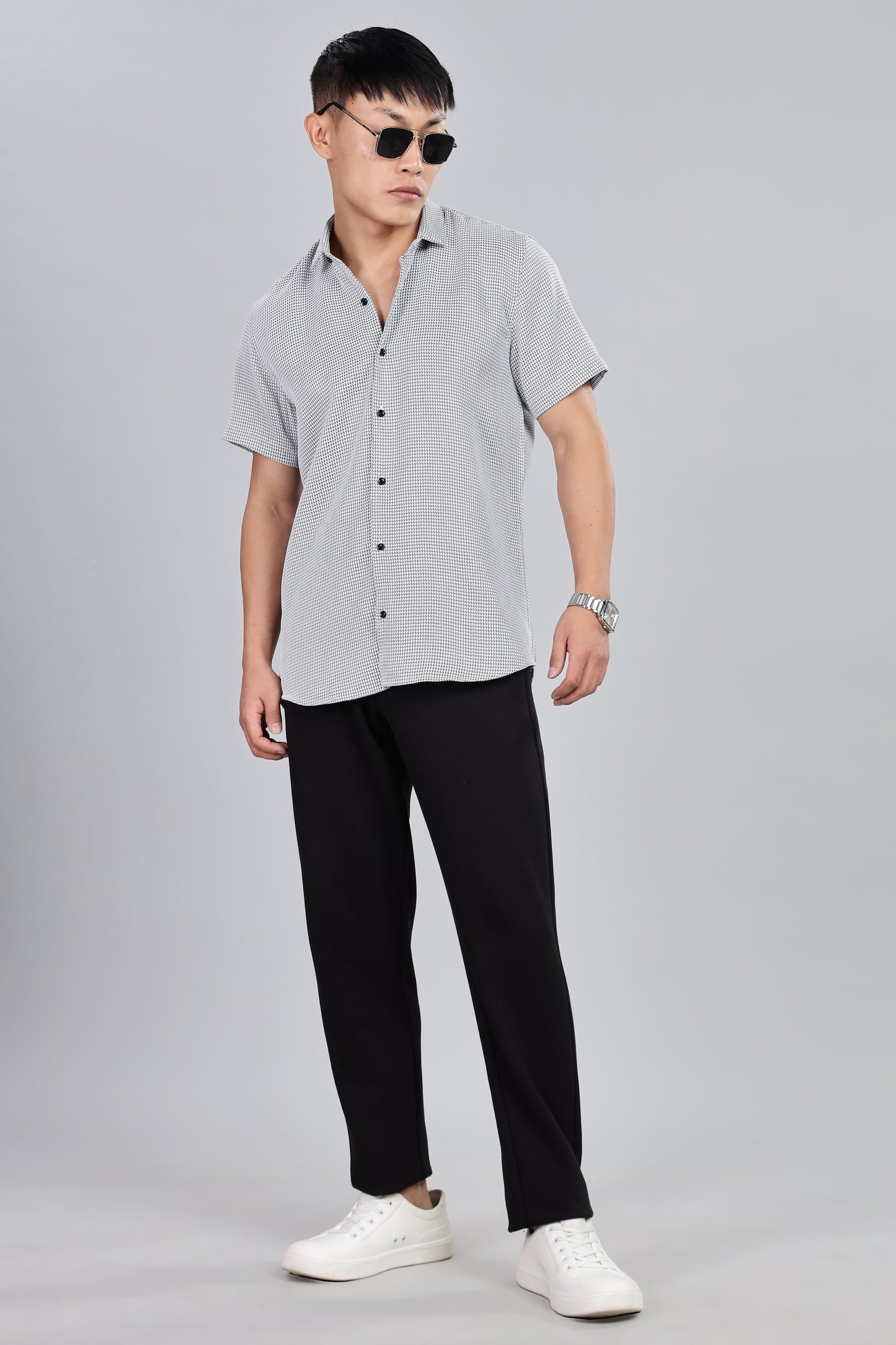 Men’s Short Sleeve Casual Shirt(BLACK) – Premium Cotton Blend | Lightweight & Breathable