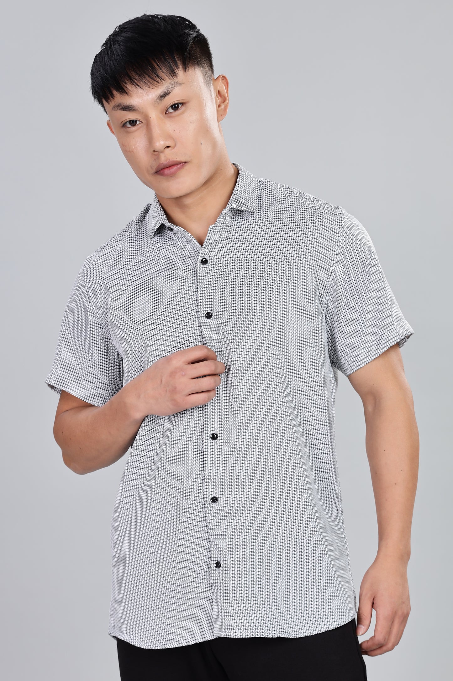 Men’s Short Sleeve Casual Shirt(BLACK) – Premium Cotton Blend | Lightweight & Breathable