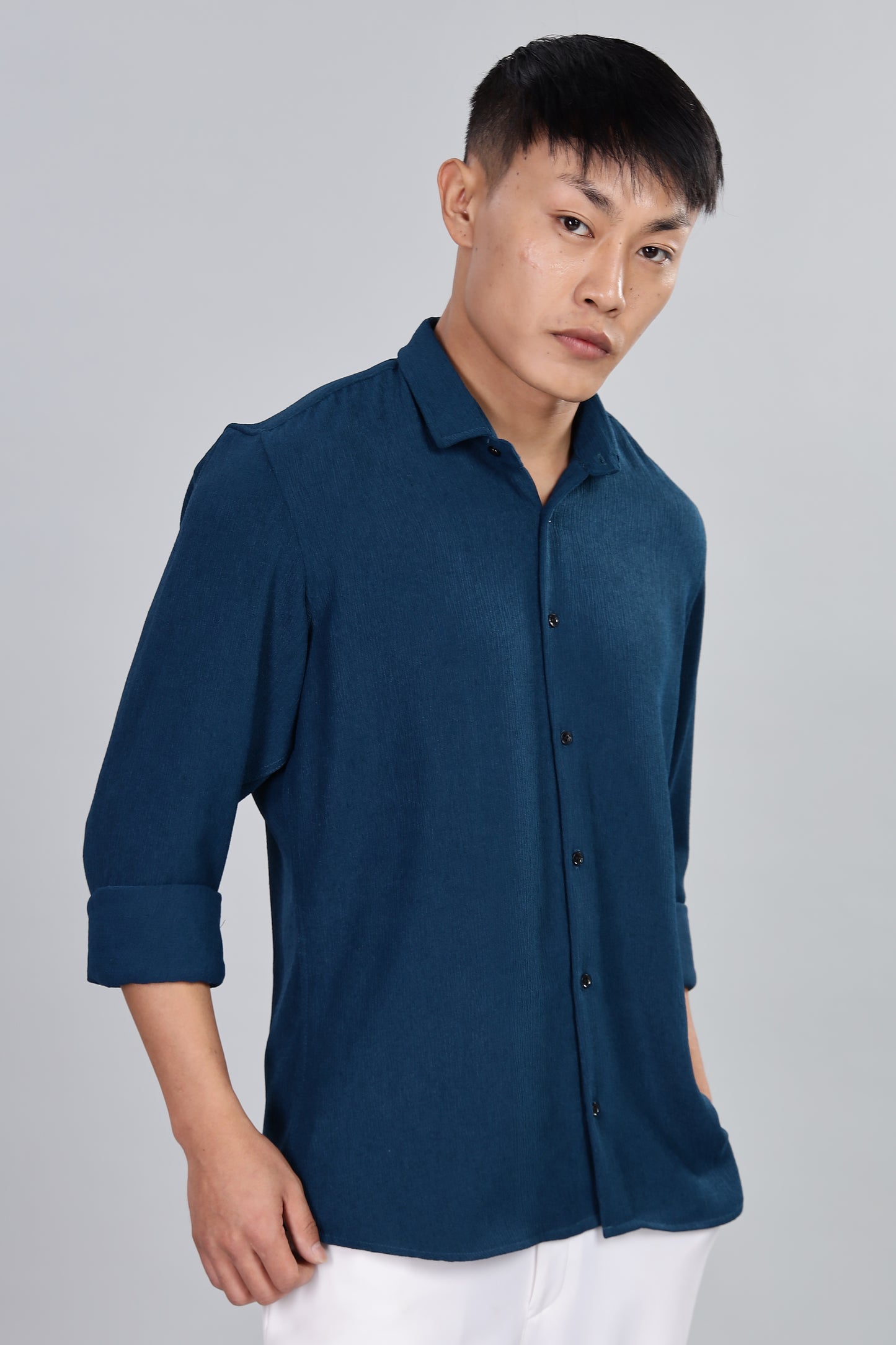 Men’s Premium Textured Shirt(Dark Blue) – Luxurious Fabric, Timeless Style | Wear Confidence, Own the Moment
