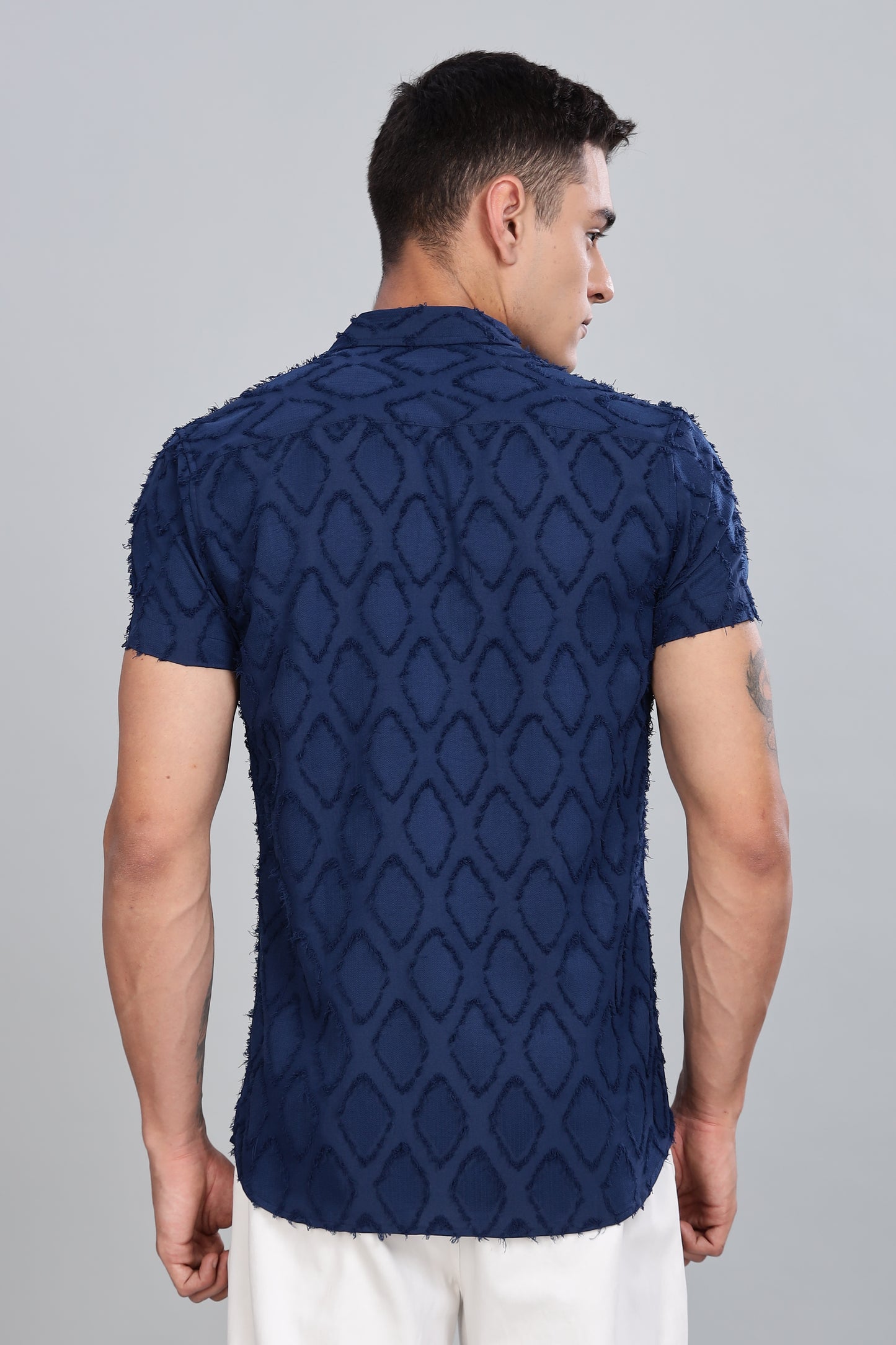 Royal Blue Premium Textured Pattern Shirt
