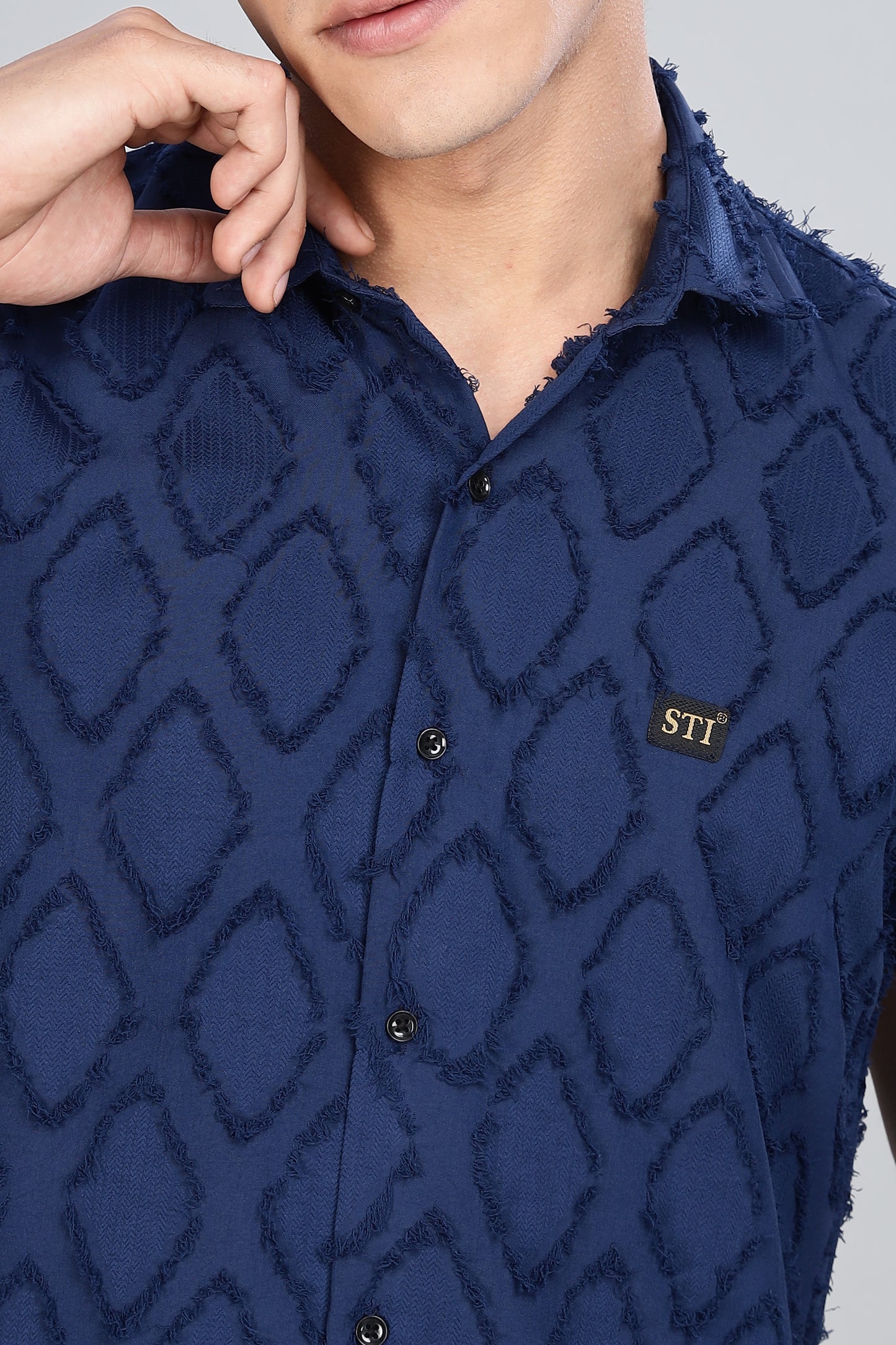 Royal Blue Premium Textured Pattern Shirt