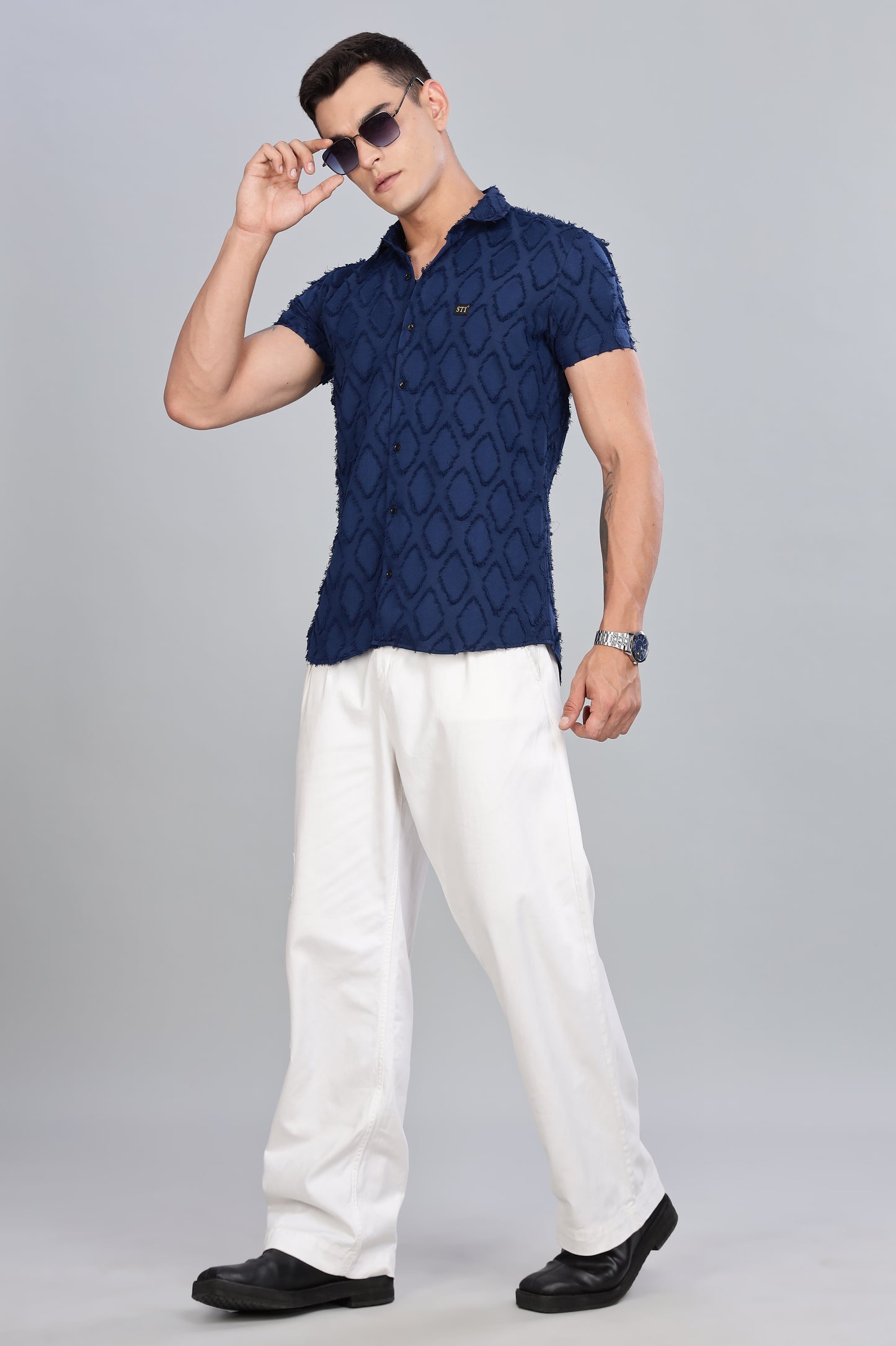 Royal Blue Premium Textured Pattern Shirt