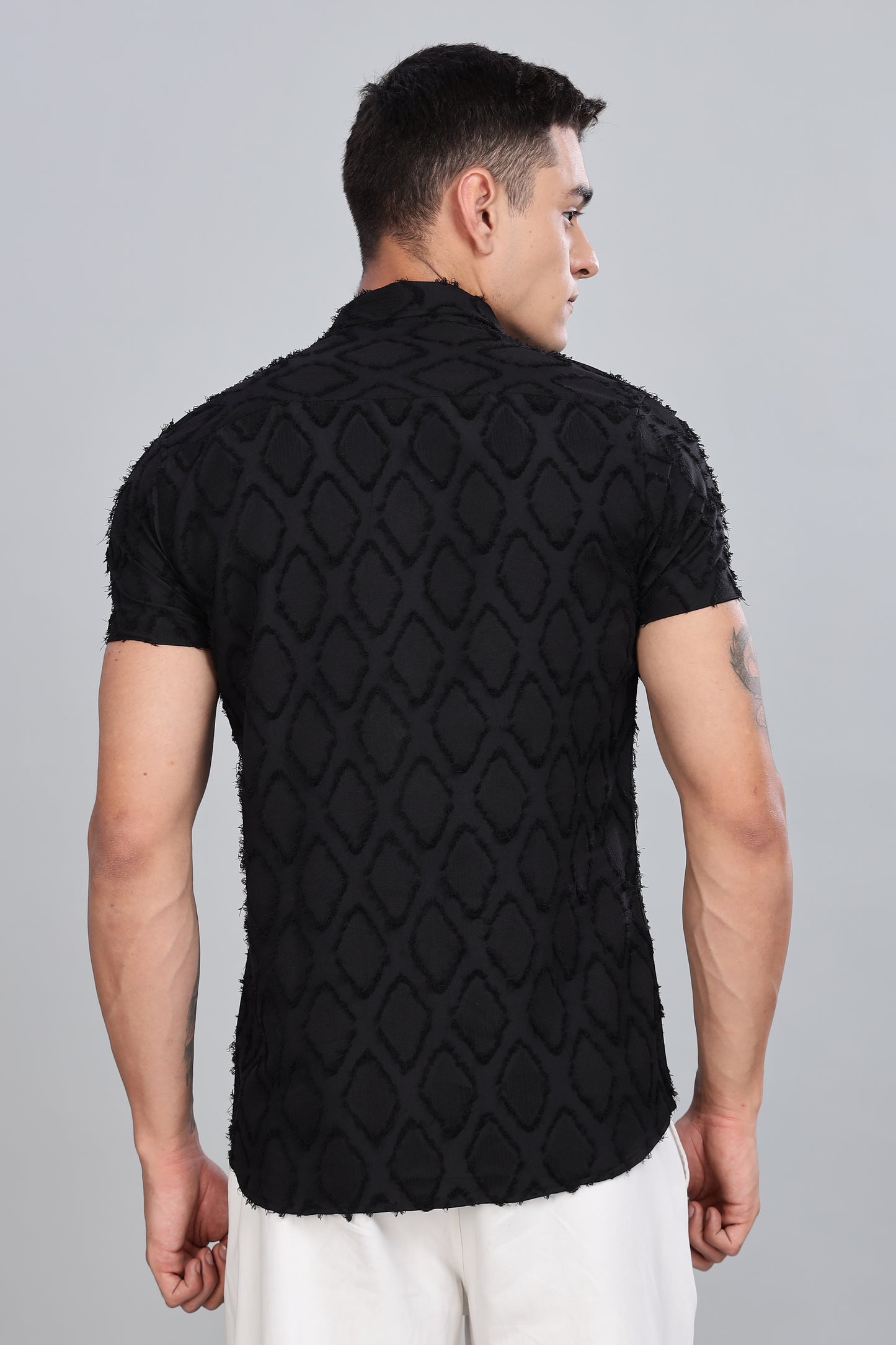 Black Premium Textured Pattern Shirt