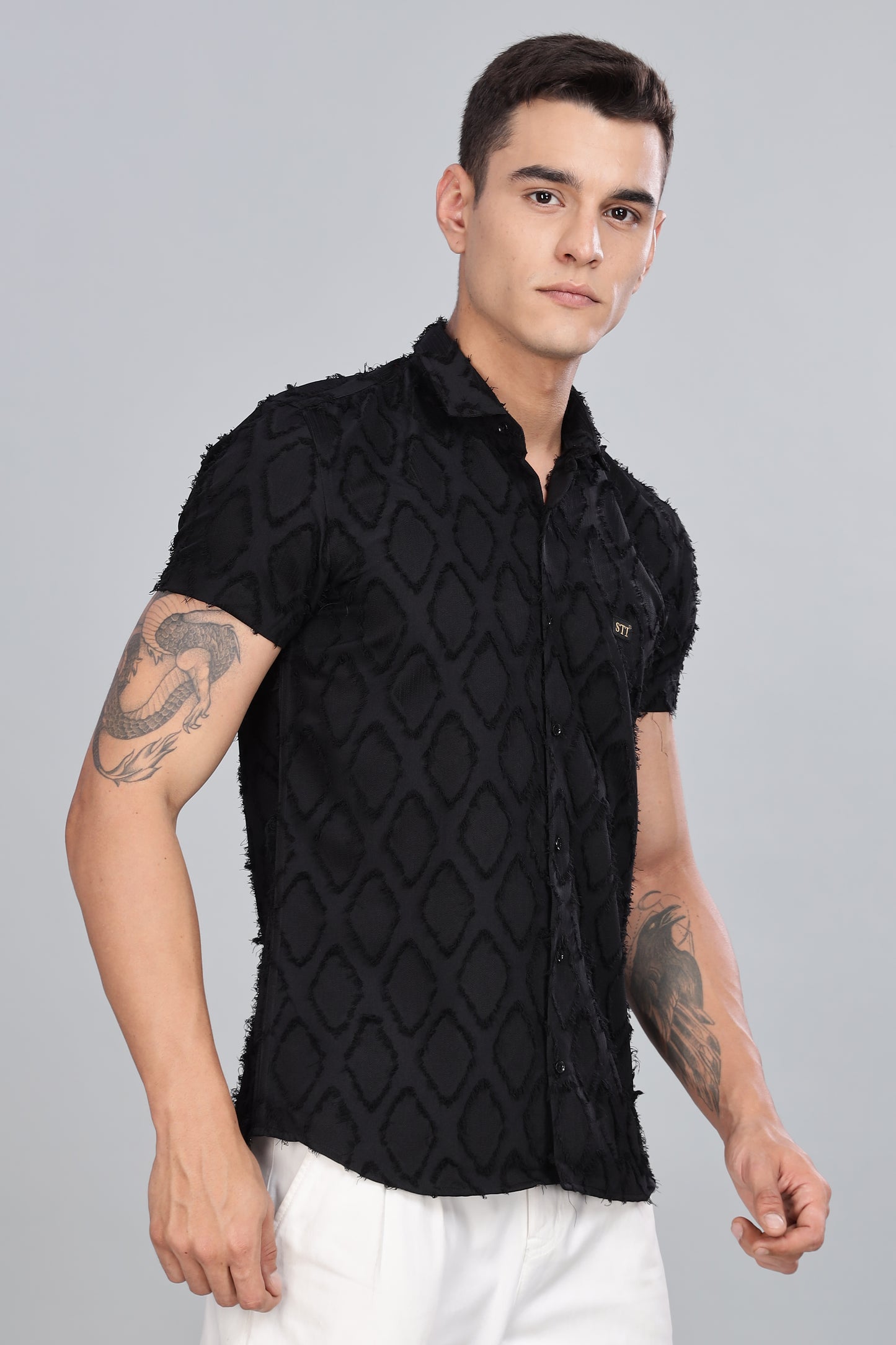 Black Premium Textured Pattern Shirt