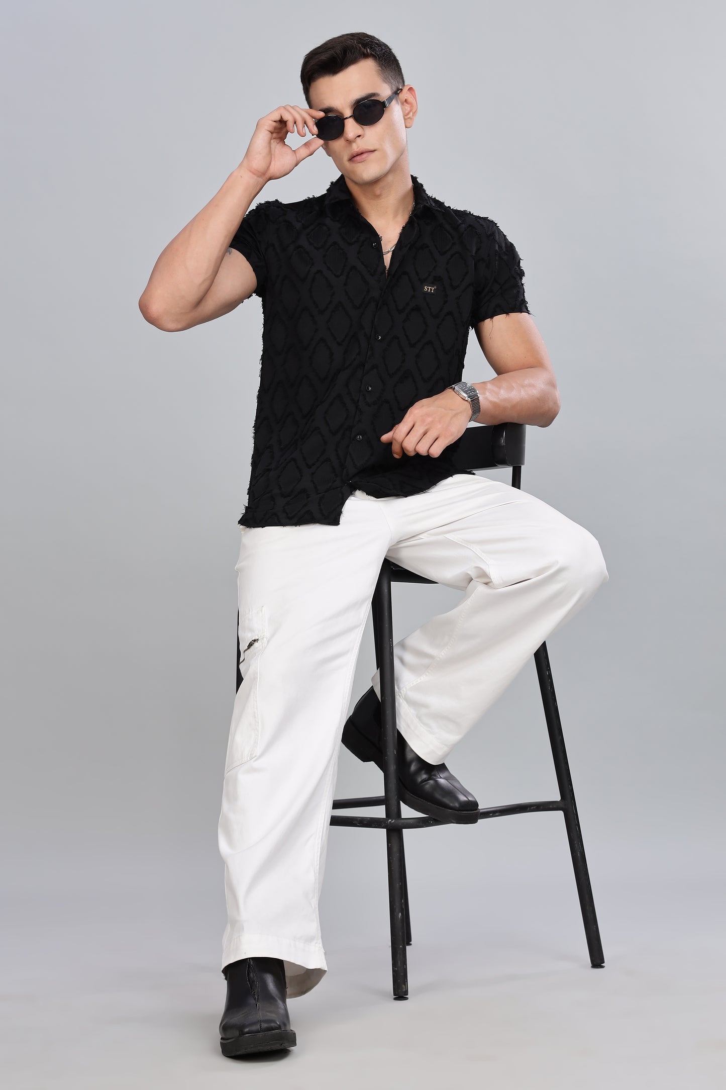 Black Premium Textured Pattern Shirt