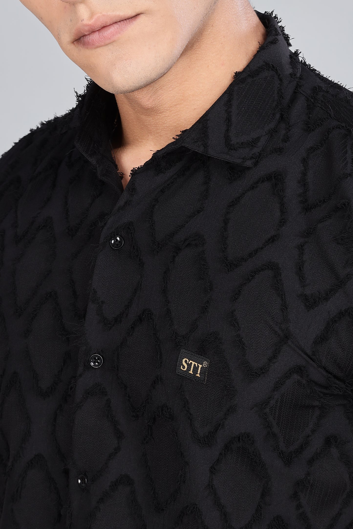 Black Premium Textured Pattern Shirt