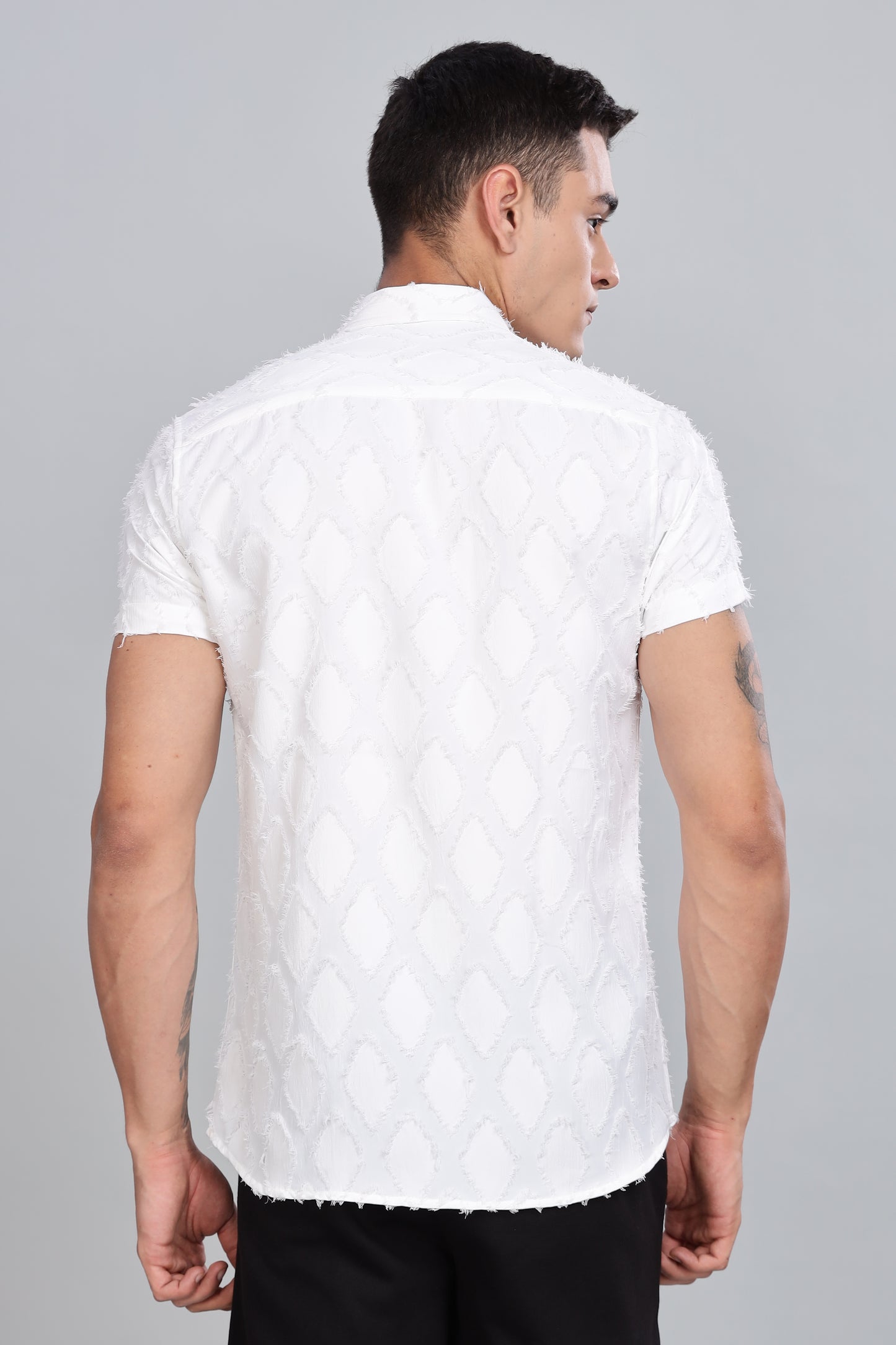 White Premium Textured Pattern Shirt