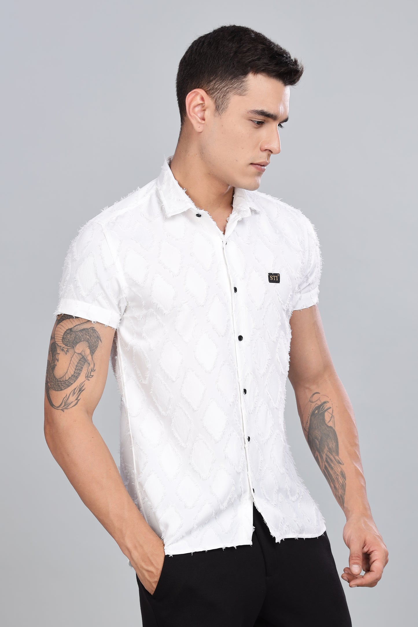 White Premium Textured Pattern Shirt
