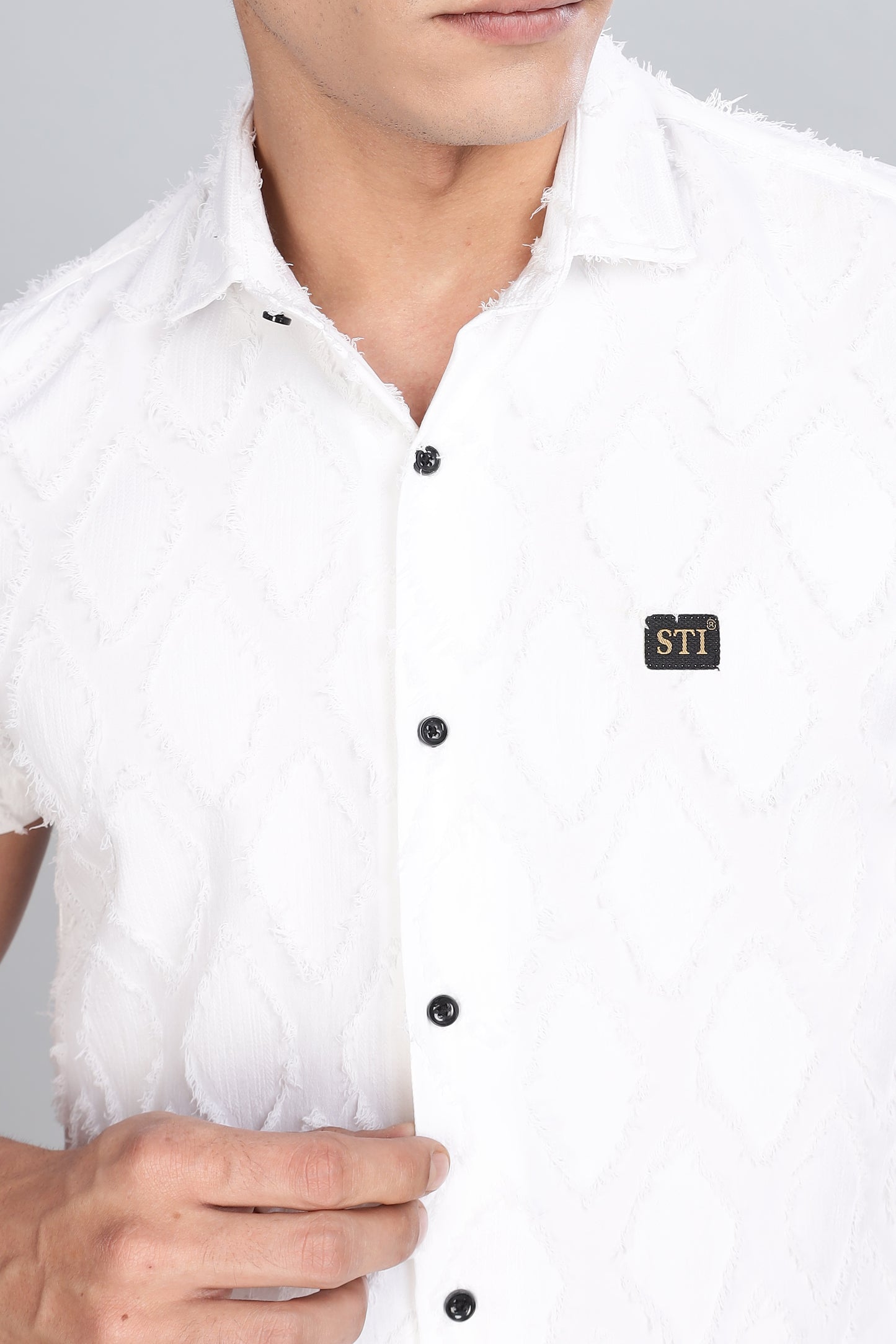 White Premium Textured Pattern Shirt