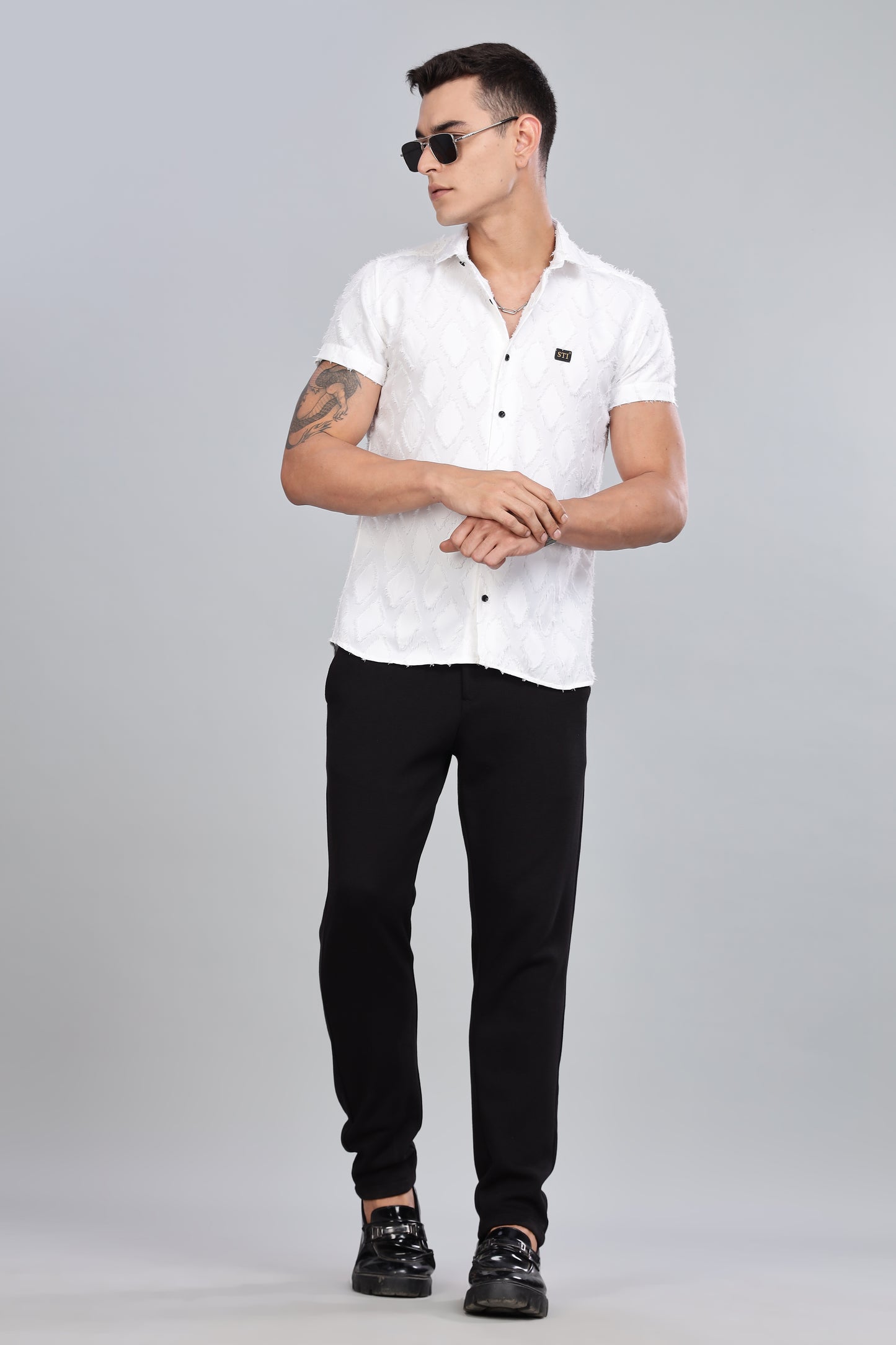 White Premium Textured Pattern Shirt