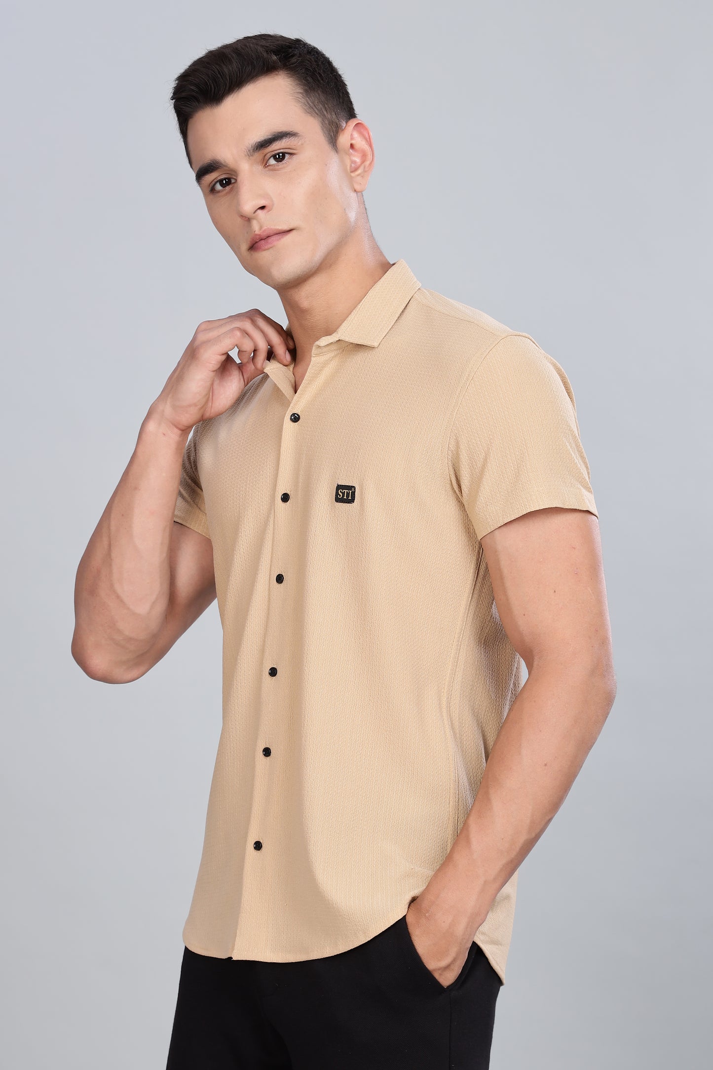 Beige Premium Cotton Blend Casual Shirt – Soft & Breathable Fabric