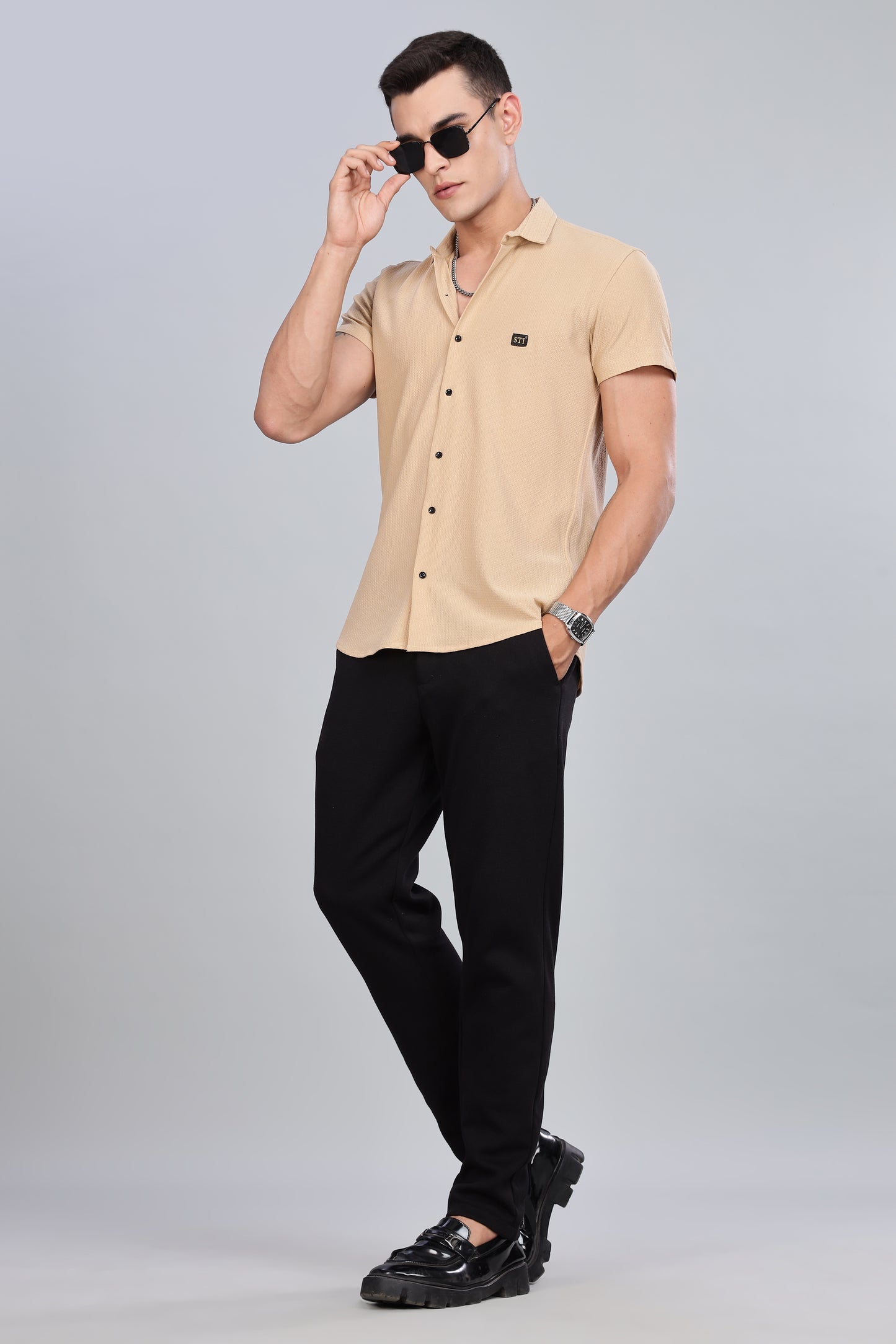 Beige Premium Cotton Blend Casual Shirt – Soft & Breathable Fabric