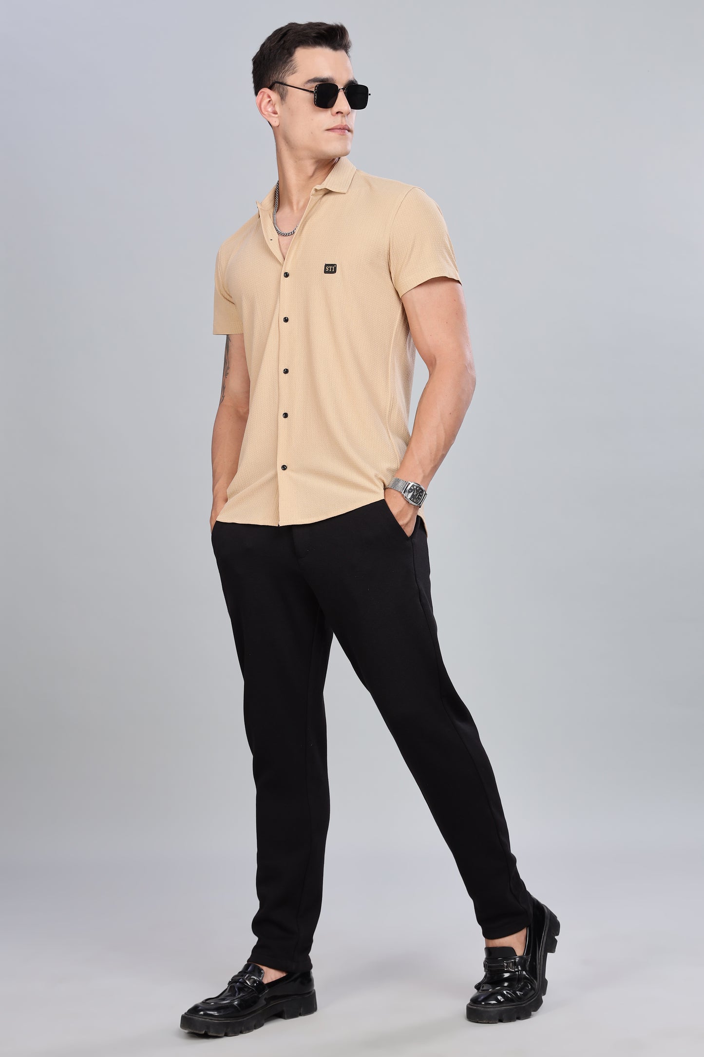 Beige Premium Cotton Blend Casual Shirt – Soft & Breathable Fabric