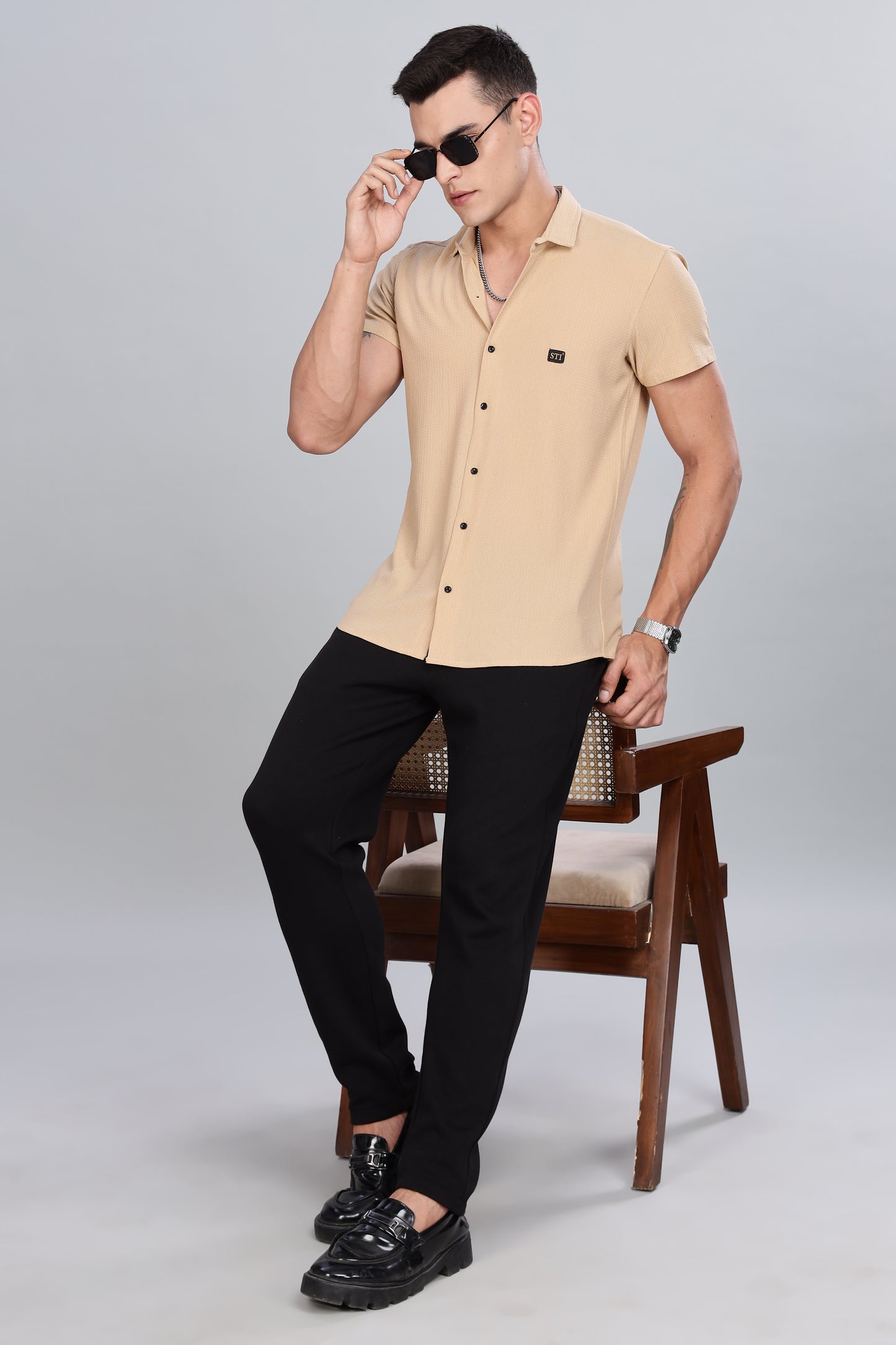 Beige Premium Cotton Blend Casual Shirt – Soft & Breathable Fabric