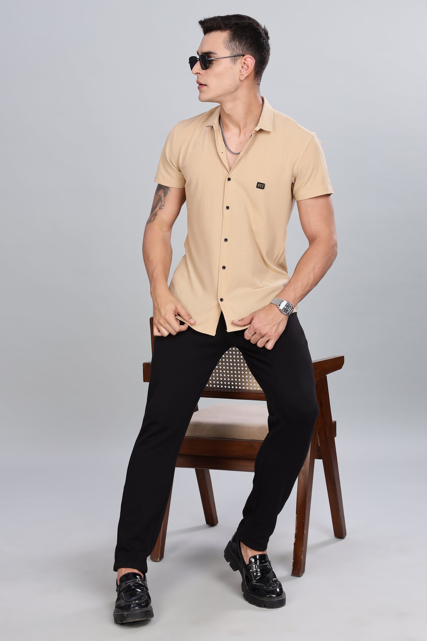 Beige Premium Cotton Blend Casual Shirt – Soft & Breathable Fabric