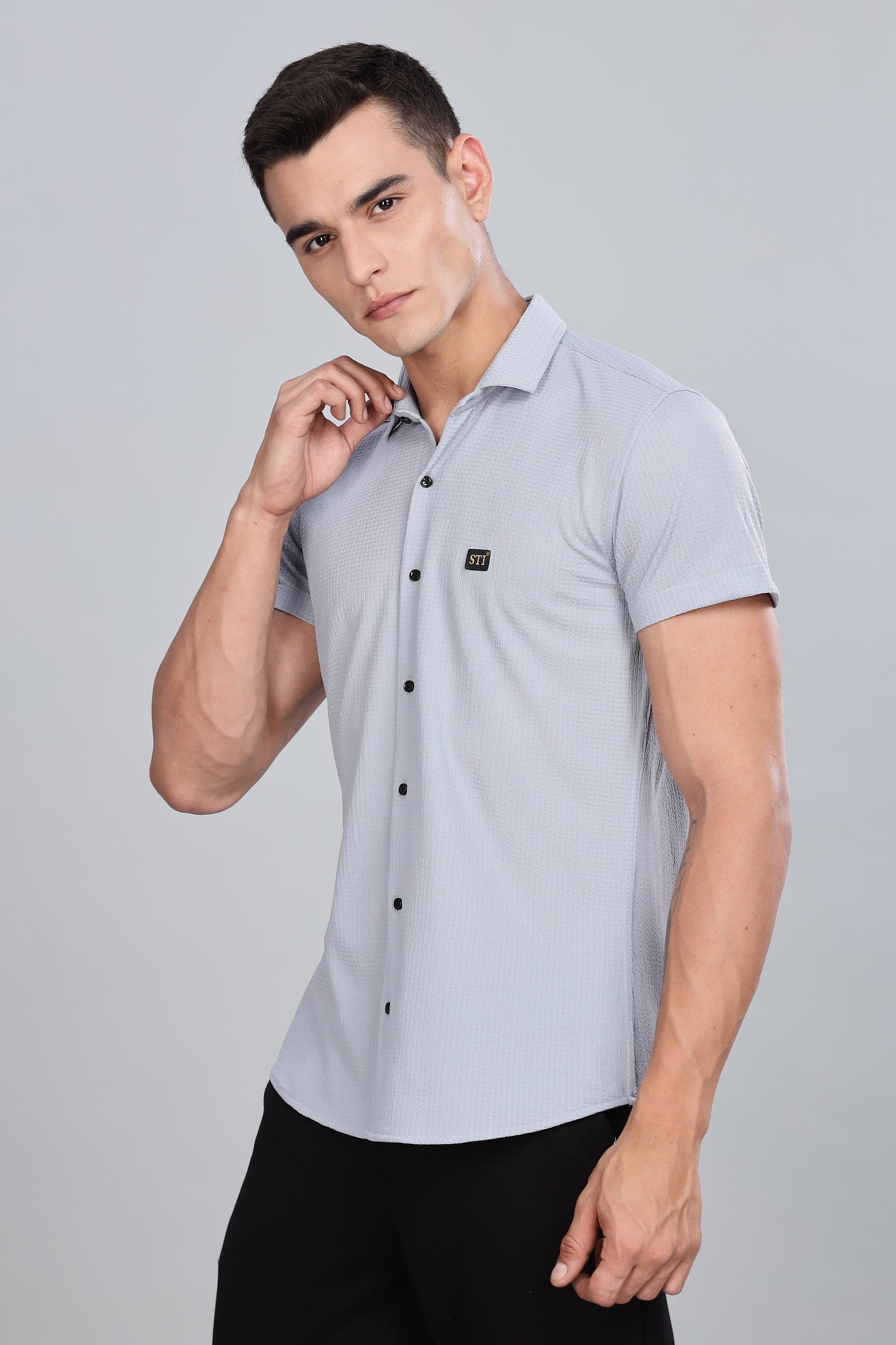Grey Premium Cotton Blend Casual Shirt – Soft & Breathable Fabric
