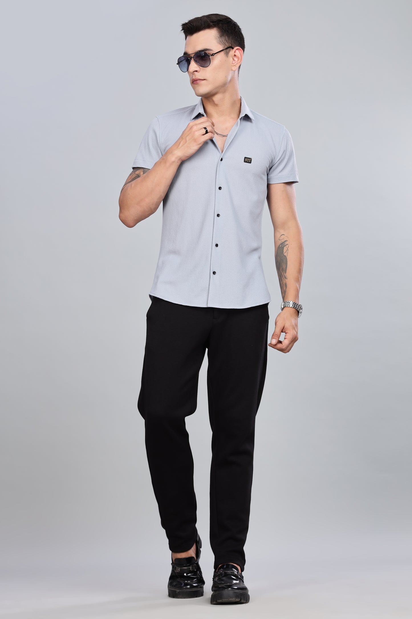 Grey Premium Cotton Blend Casual Shirt – Soft & Breathable Fabric