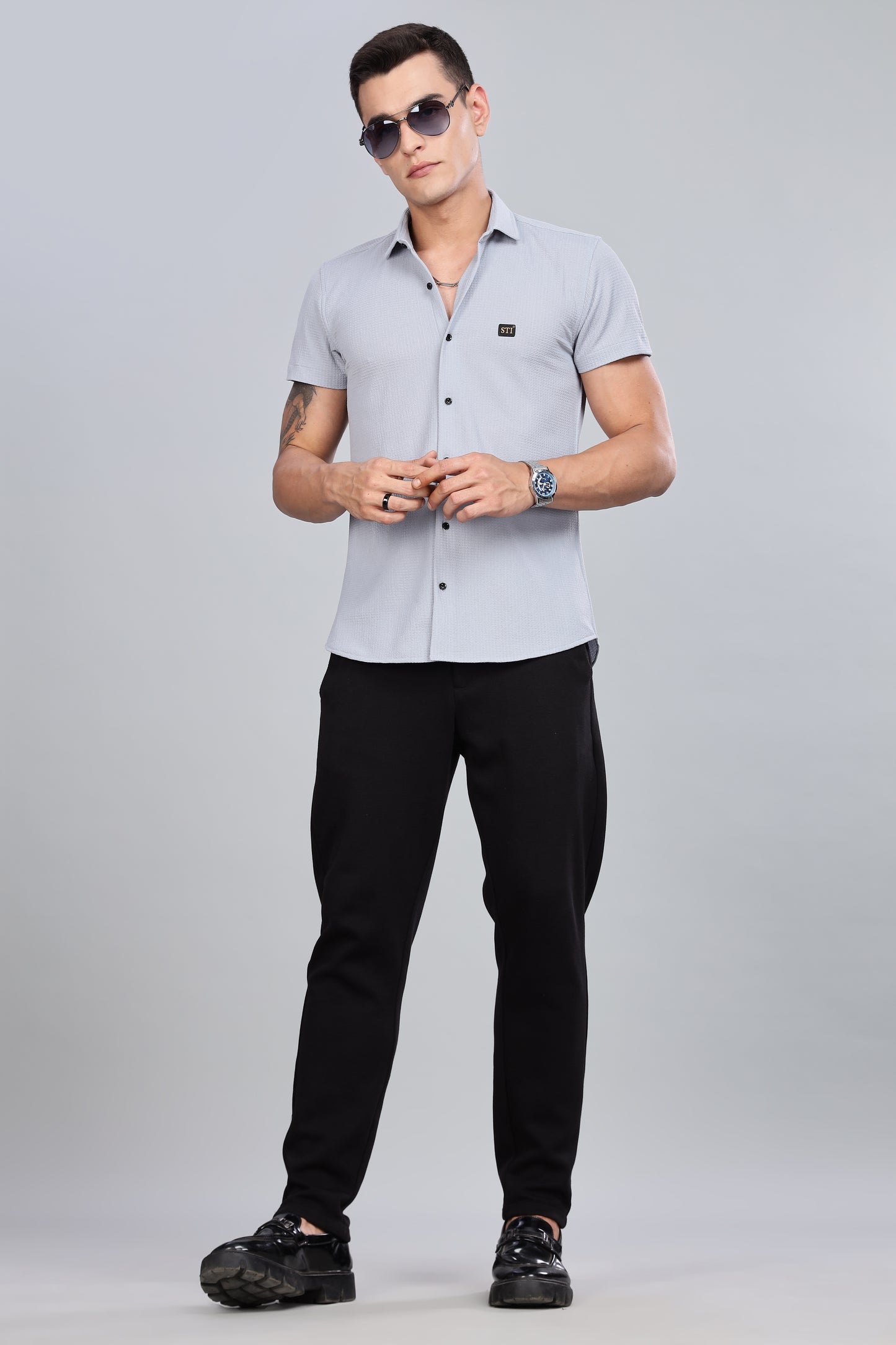 Grey Premium Cotton Blend Casual Shirt – Soft & Breathable Fabric