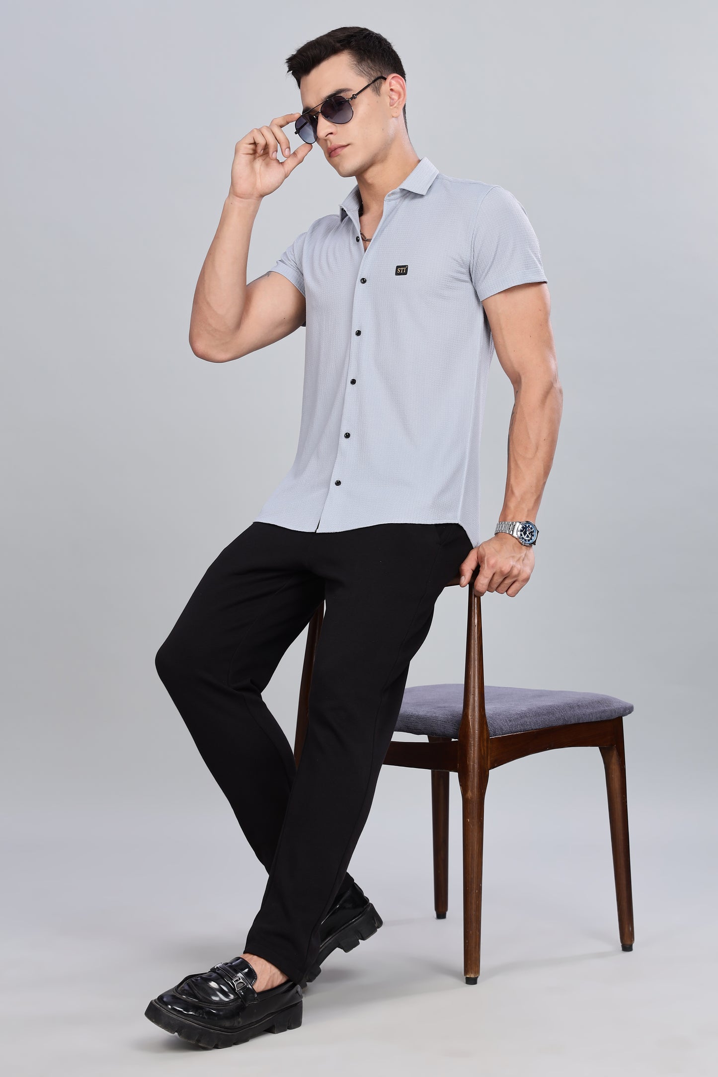Grey Premium Cotton Blend Casual Shirt – Soft & Breathable Fabric
