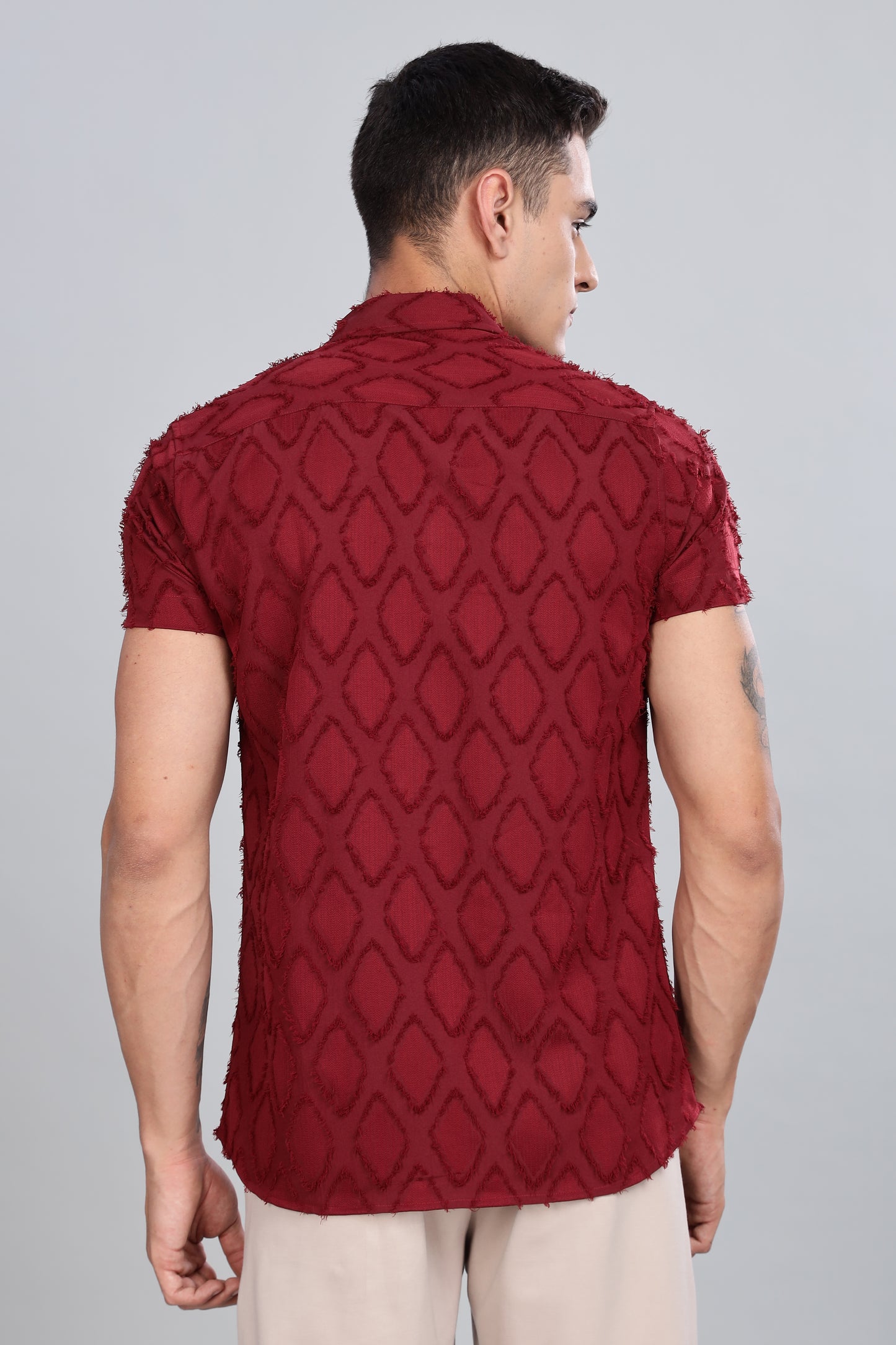 Red Premium Textured Pattern Shirt