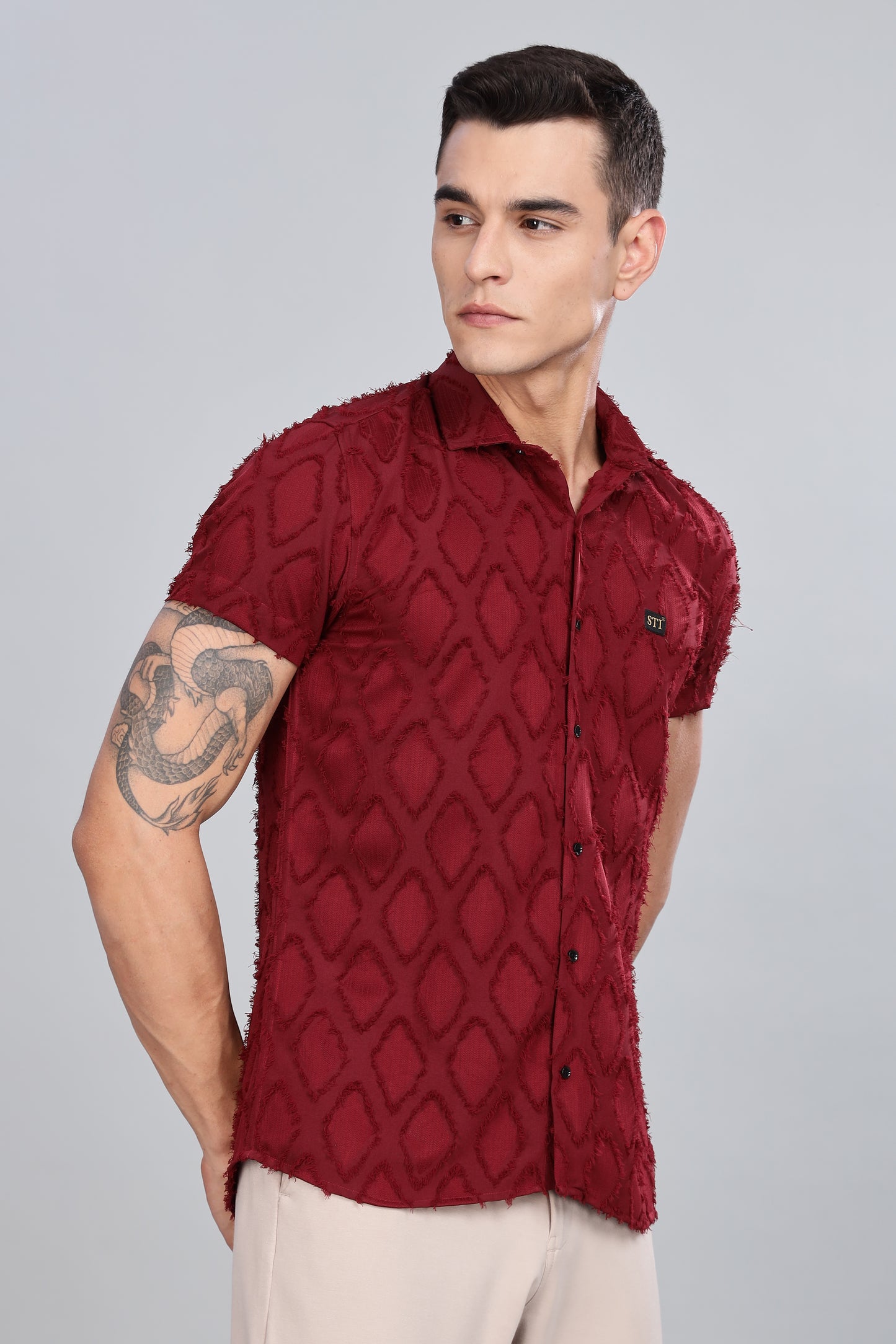 Red Premium Textured Pattern Shirt
