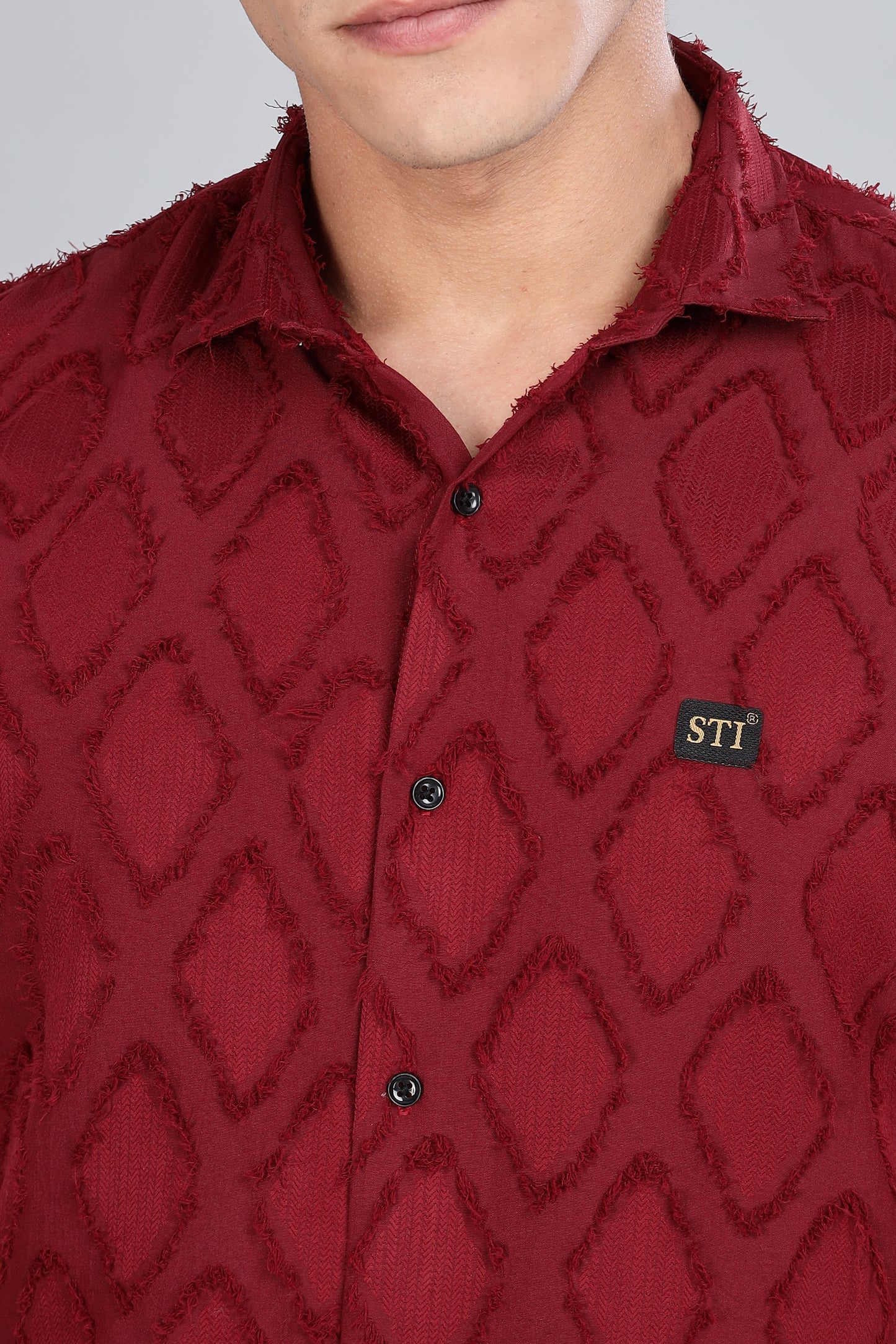 Red Premium Textured Pattern Shirt