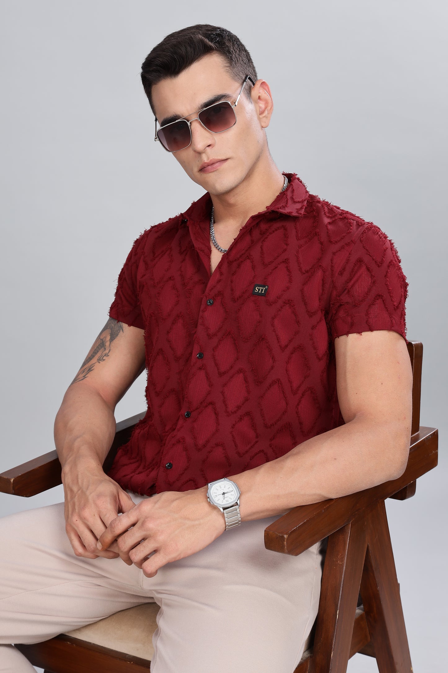 Red Premium Textured Pattern Shirt
