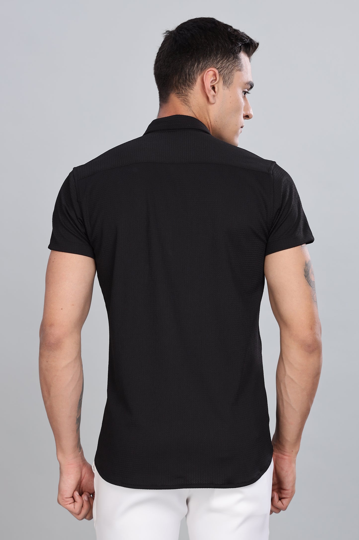 Black Premium Cotton Blend Casual Shirt – Soft & Breathable Fabric