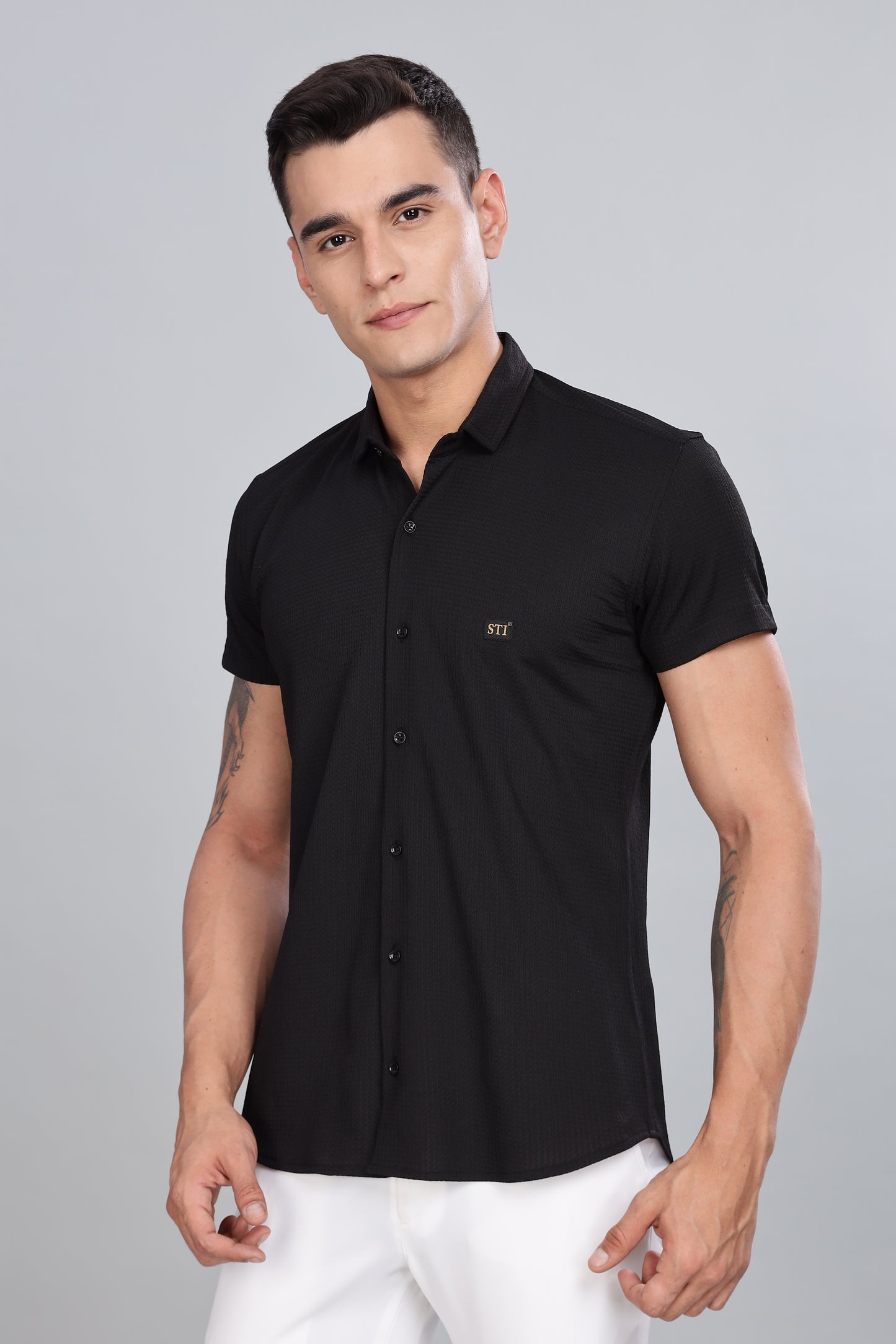 Black Premium Cotton Blend Casual Shirt – Soft & Breathable Fabric