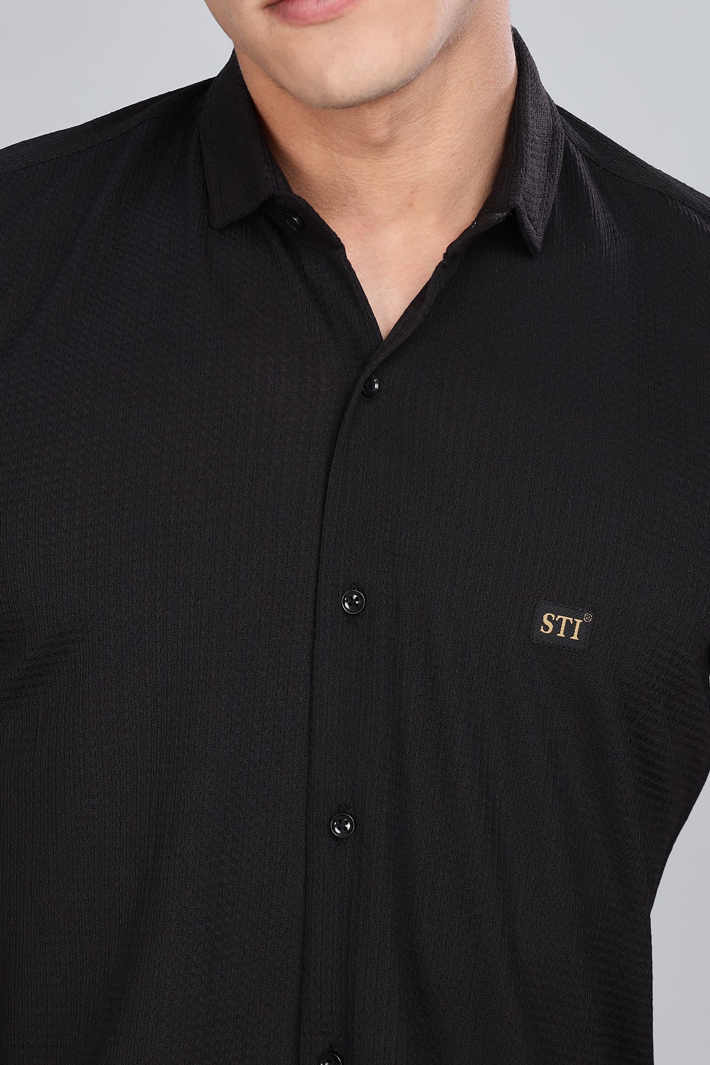 Black Premium Cotton Blend Casual Shirt – Soft & Breathable Fabric
