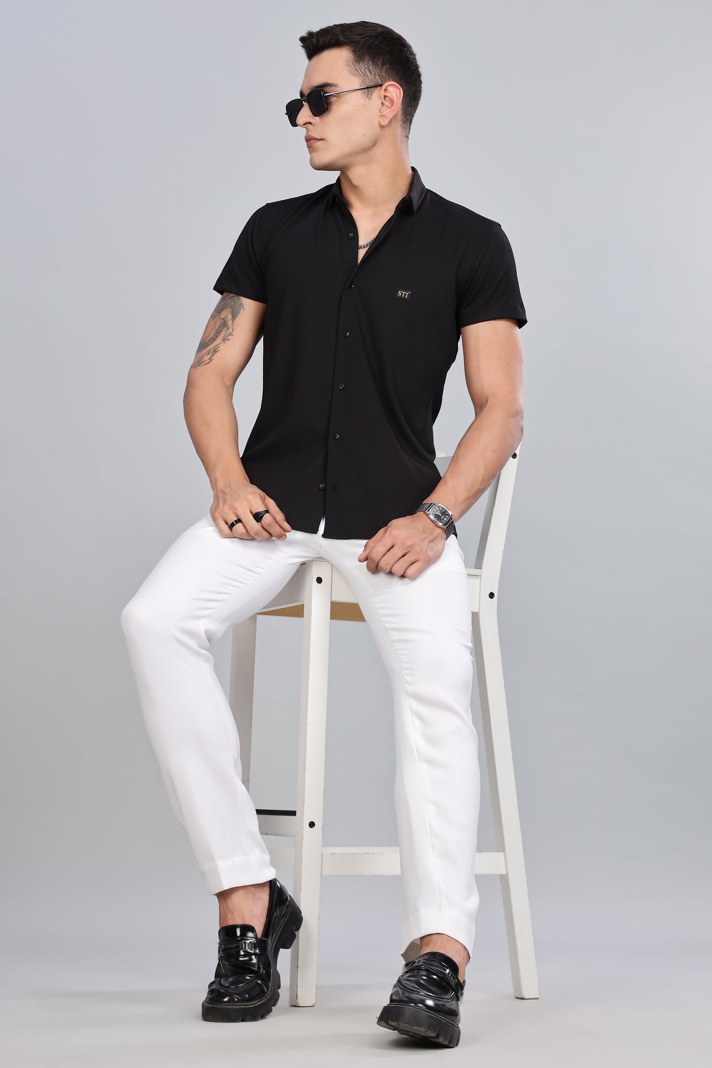 Black Premium Cotton Blend Casual Shirt – Soft & Breathable Fabric