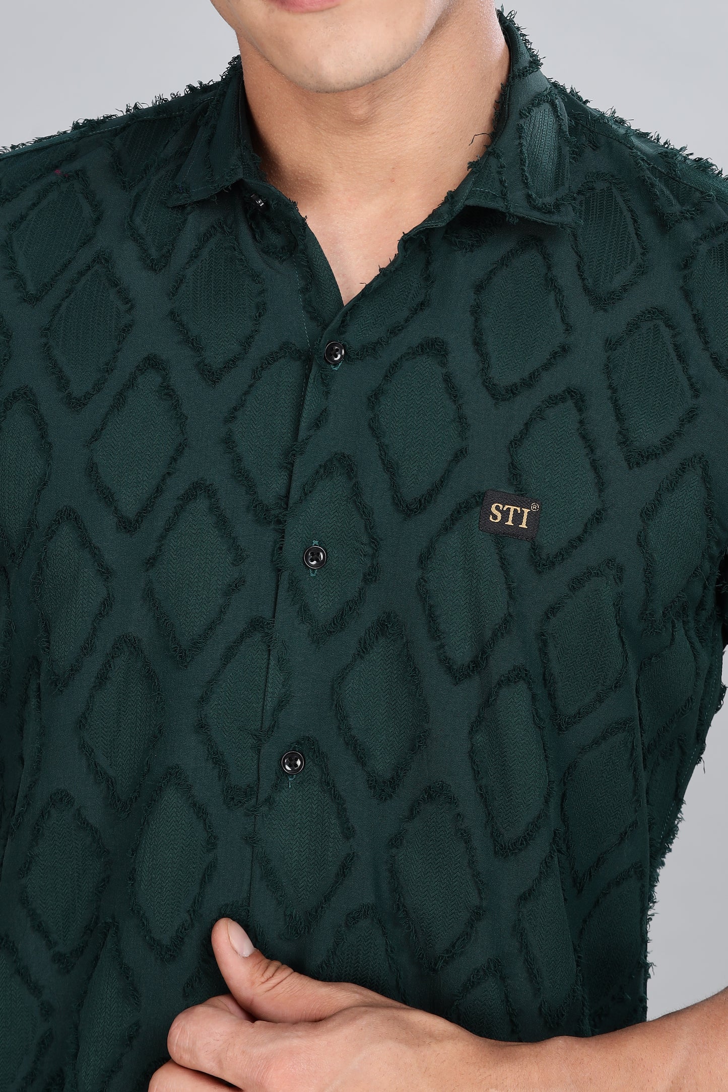 Green Premium Textured Pattern Shirt