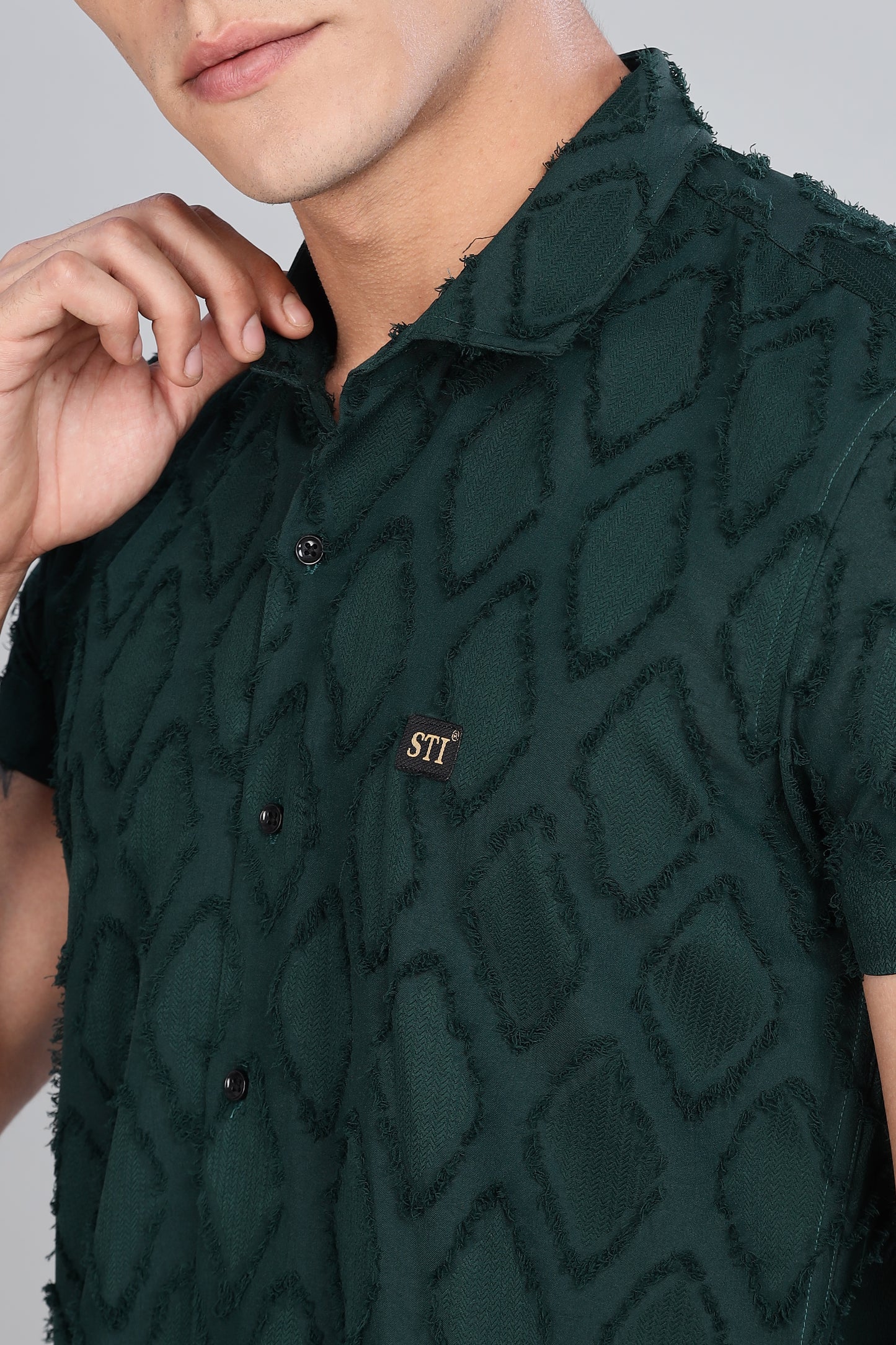Green Premium Textured Pattern Shirt
