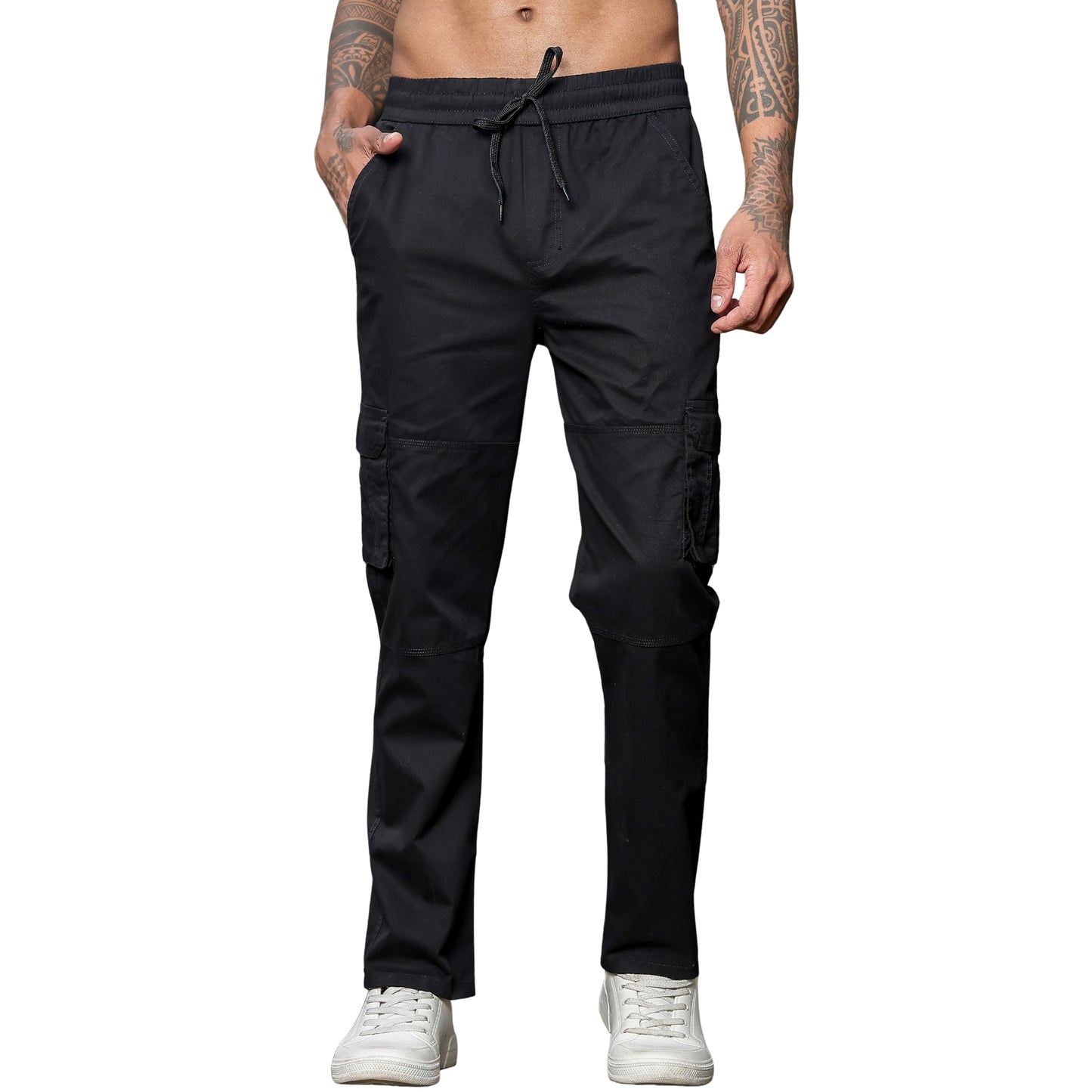 Black Solid Cargo Pants Fabric – Comfortable and Durable for Everyday Wear