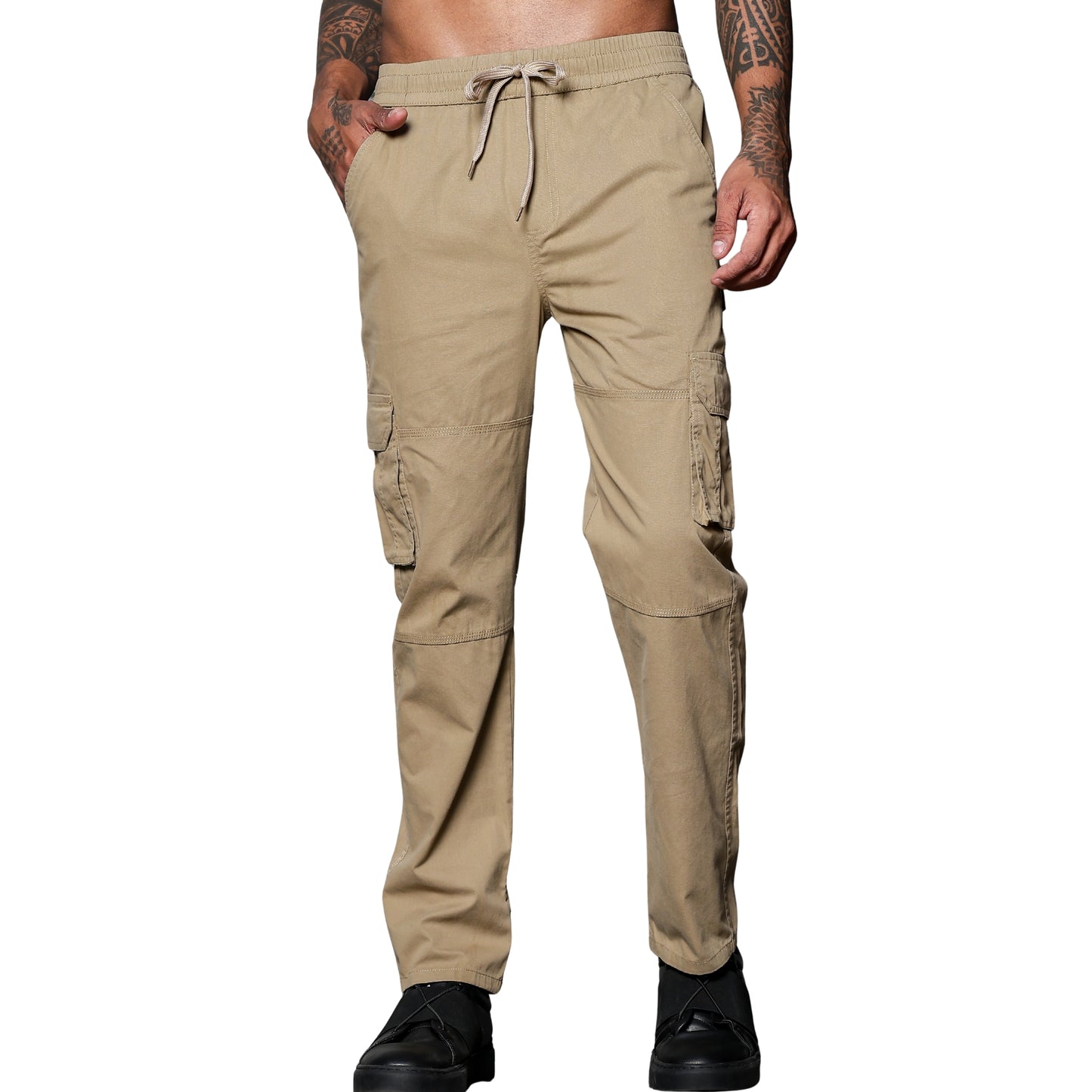 Beige Solid Cargo Pants Fabric – Comfortable and Durable for Everyday Wear